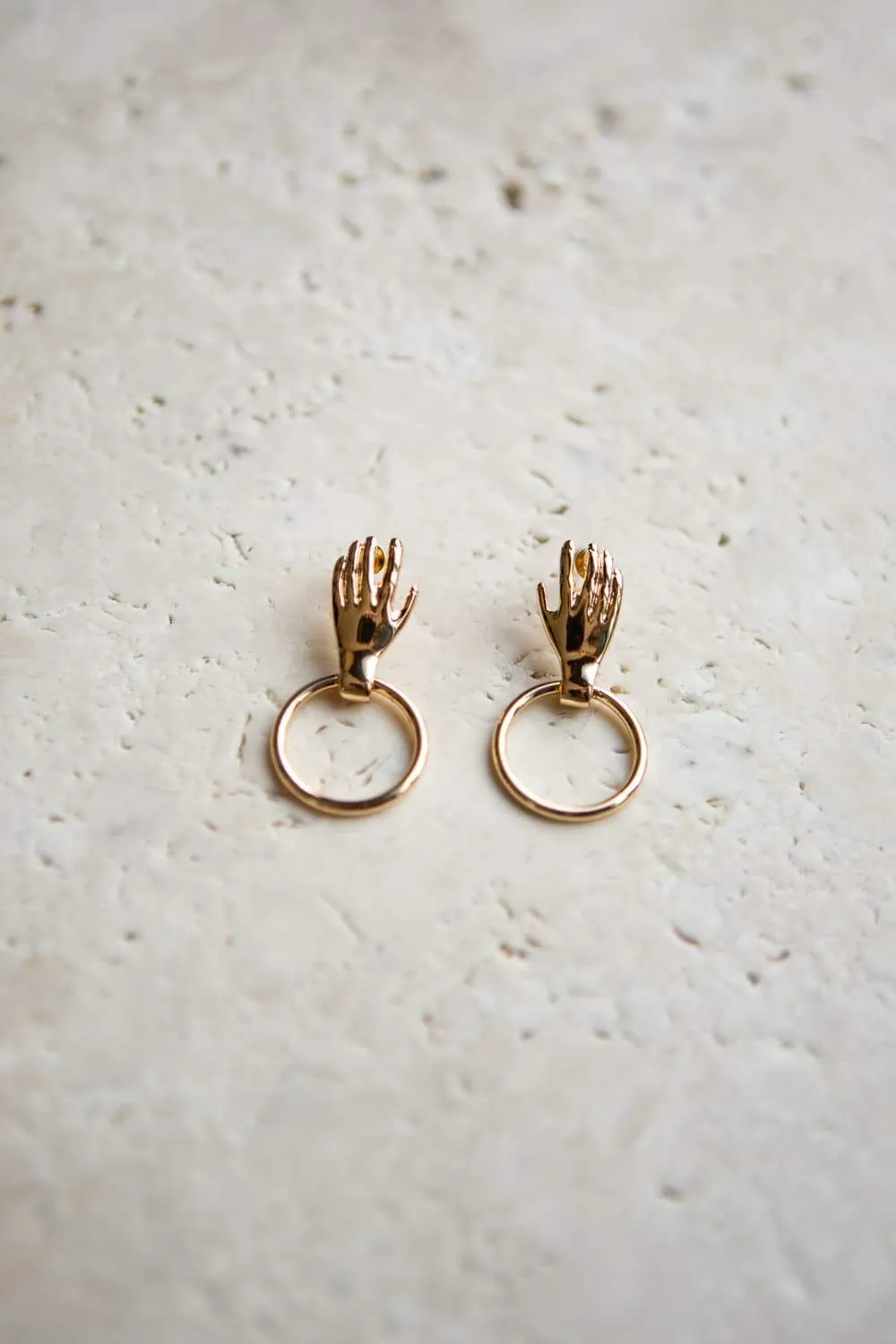 Hand Hoop Stud Earrings