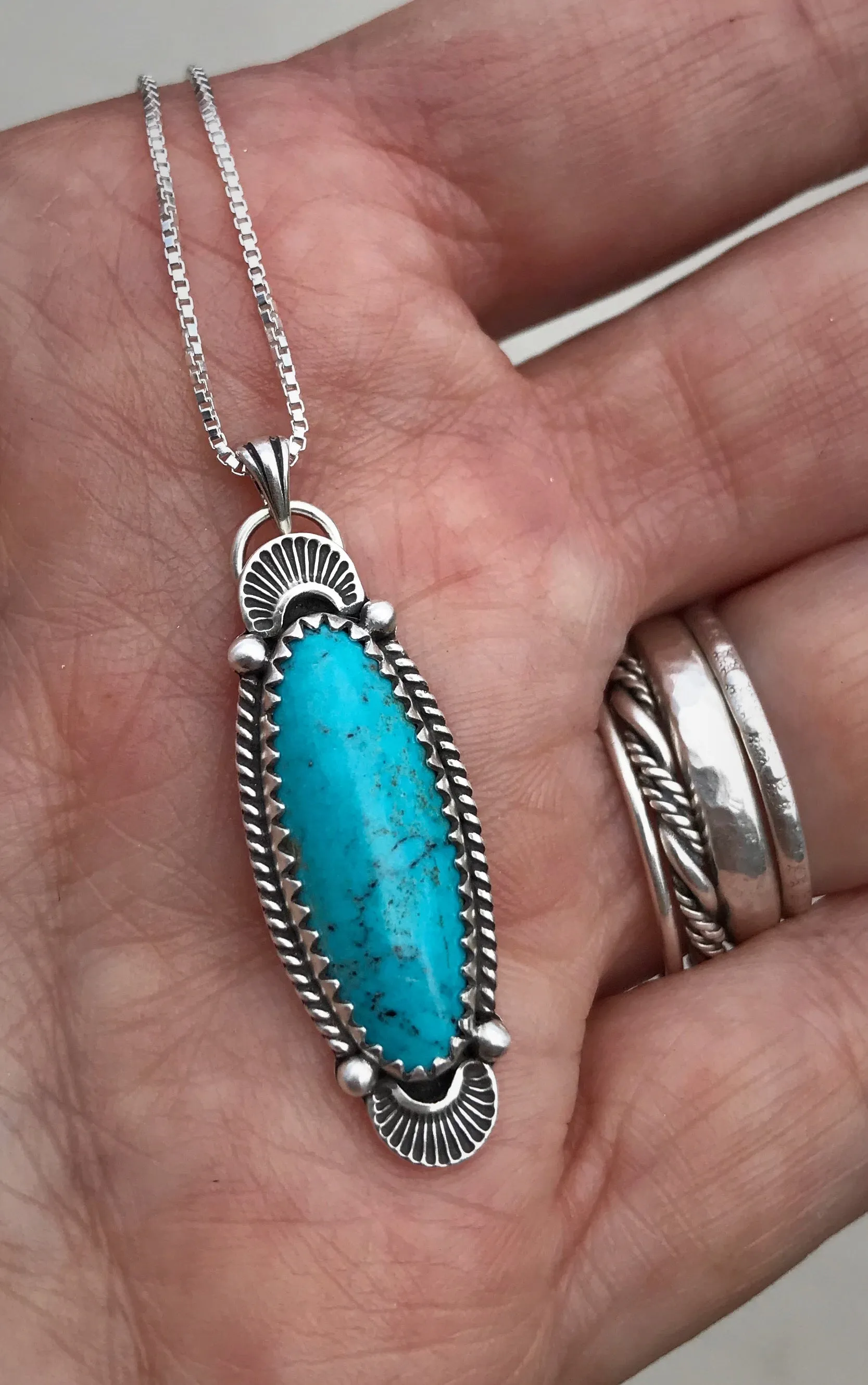 Hand Stamped Kingman Pendant