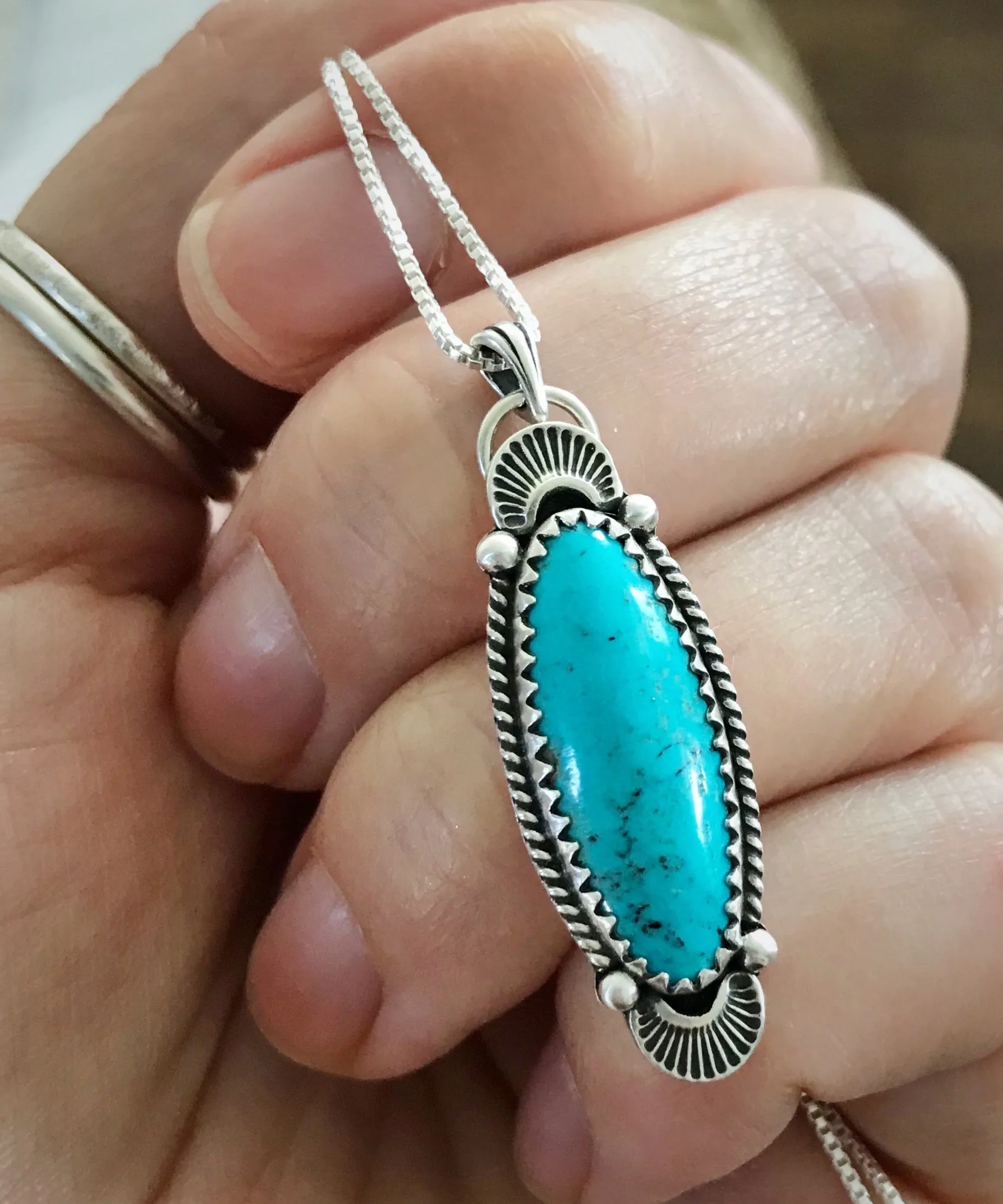 Hand Stamped Kingman Pendant