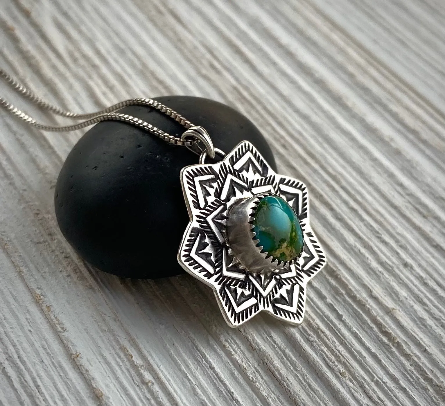 Hand Stamped Sonoran Gold Mandala Pendant