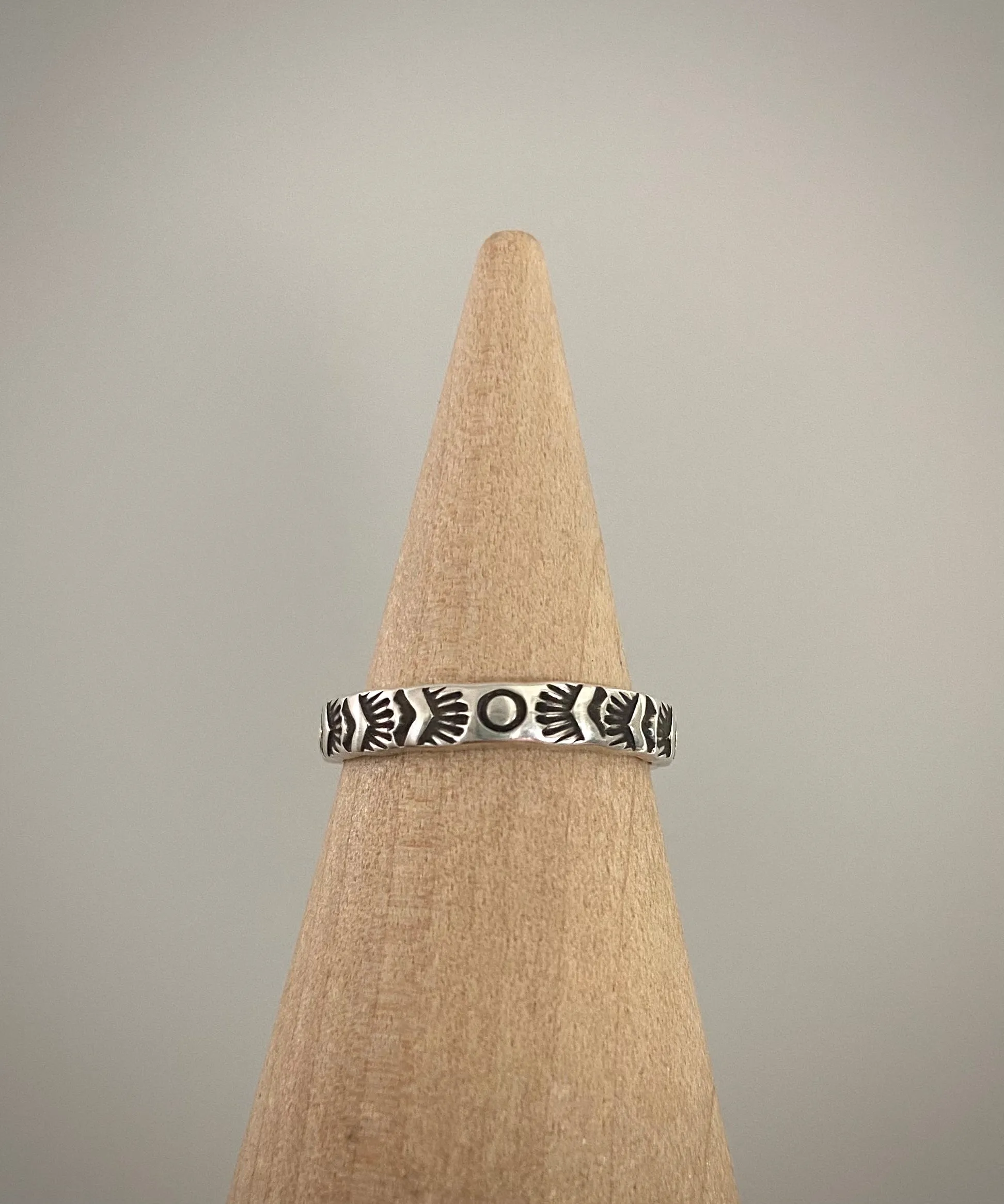 Hand Stamped Sunstone Ring