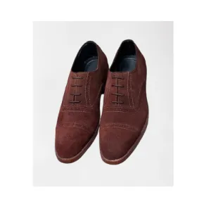 Handmade Brown Suede Brogue Oxfords for Men