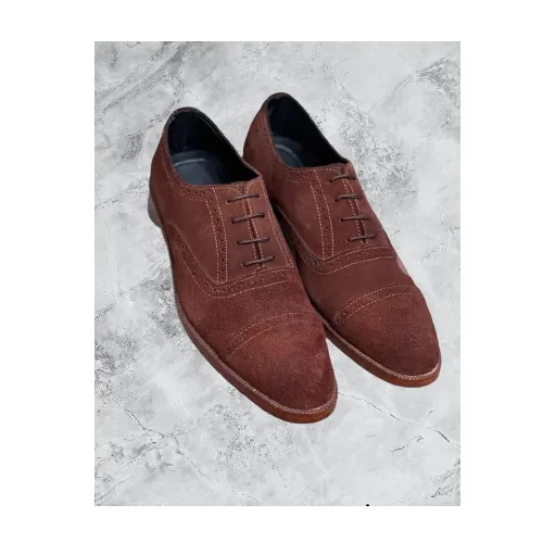 Handmade Brown Suede Brogue Oxfords for Men