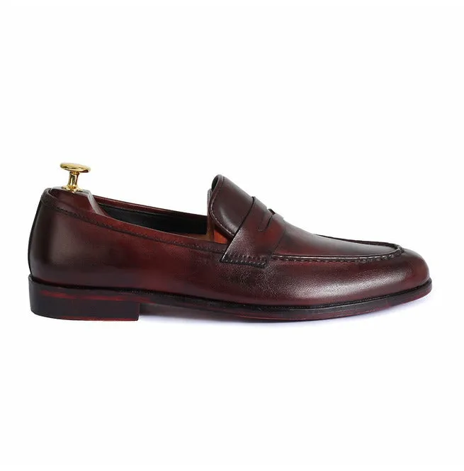 Handmade Classic Brown Leather Loafer Moccasins for Men