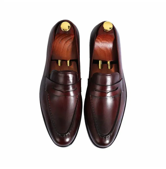 Handmade Classic Brown Leather Loafer Moccasins for Men