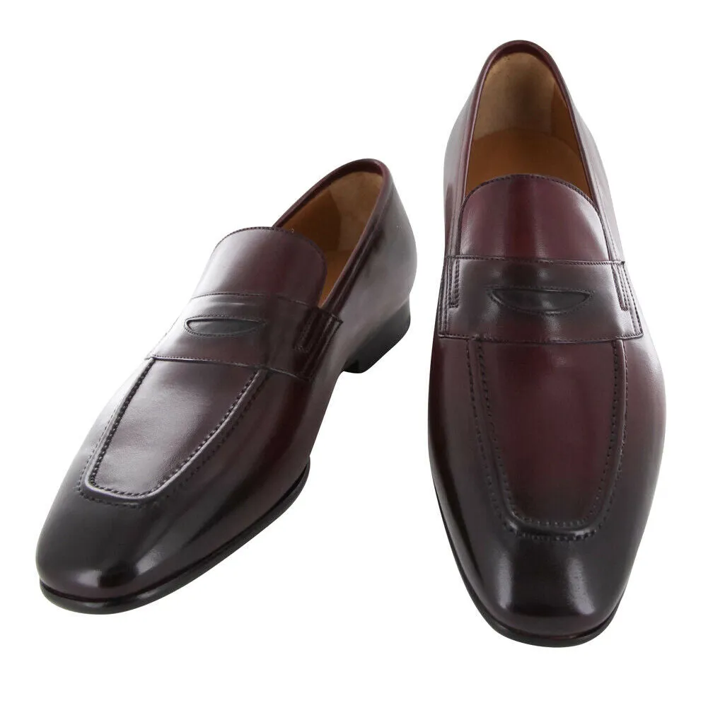 Handmade Maroon Leather Moccasins for Men