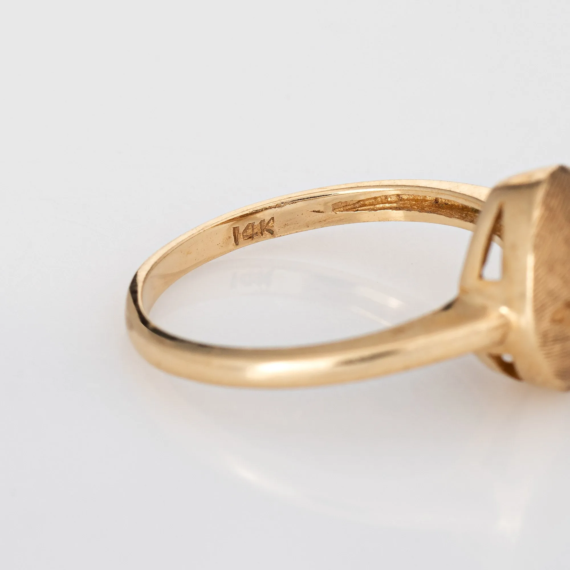 Happy Face Diamond Eyes Ring Vintage 14k Yellow Gold Sz 5.75 Estate Jewelry