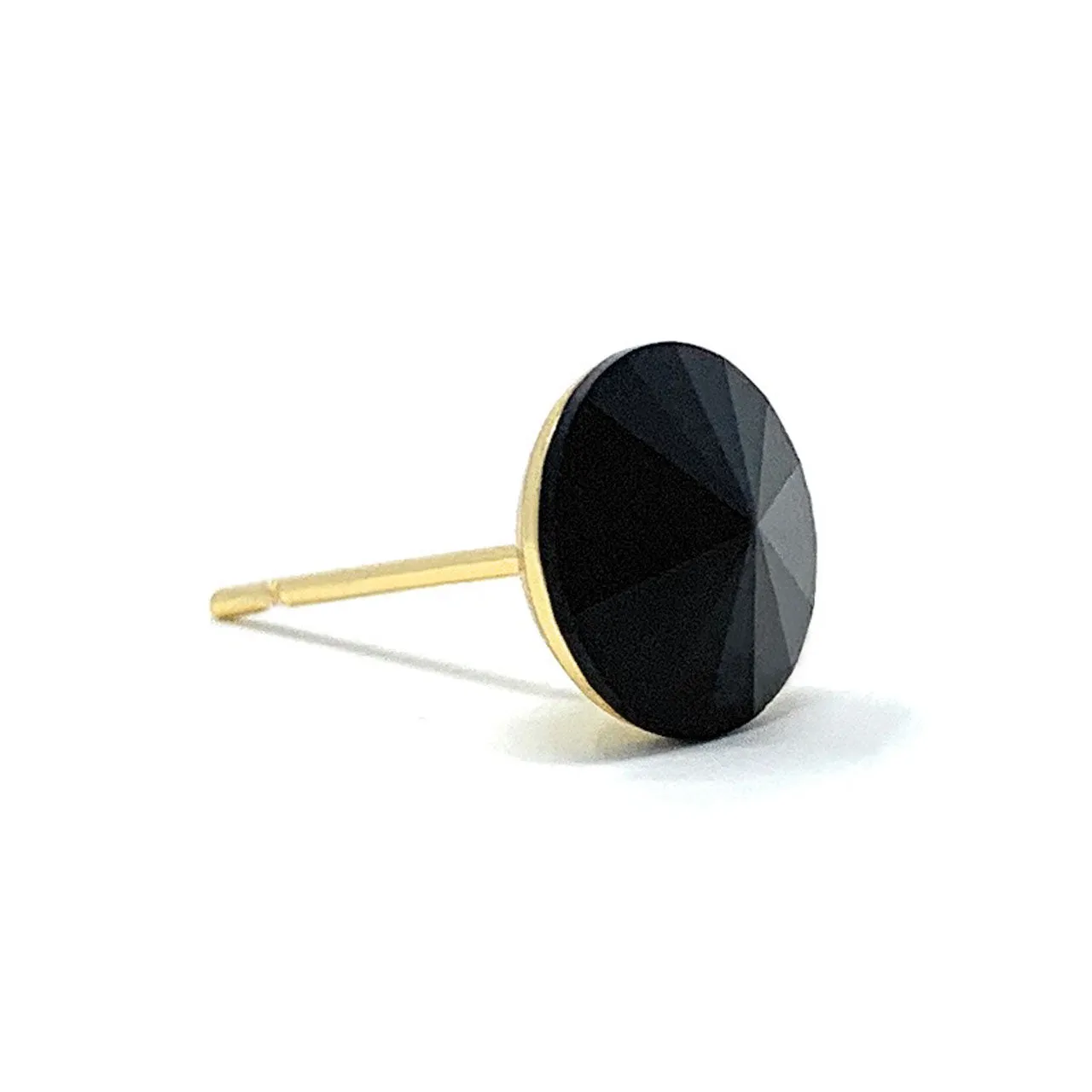 Harley Stud Earrings with Black Jet Round Rivoli Crystals from Swarovski Gold Plated