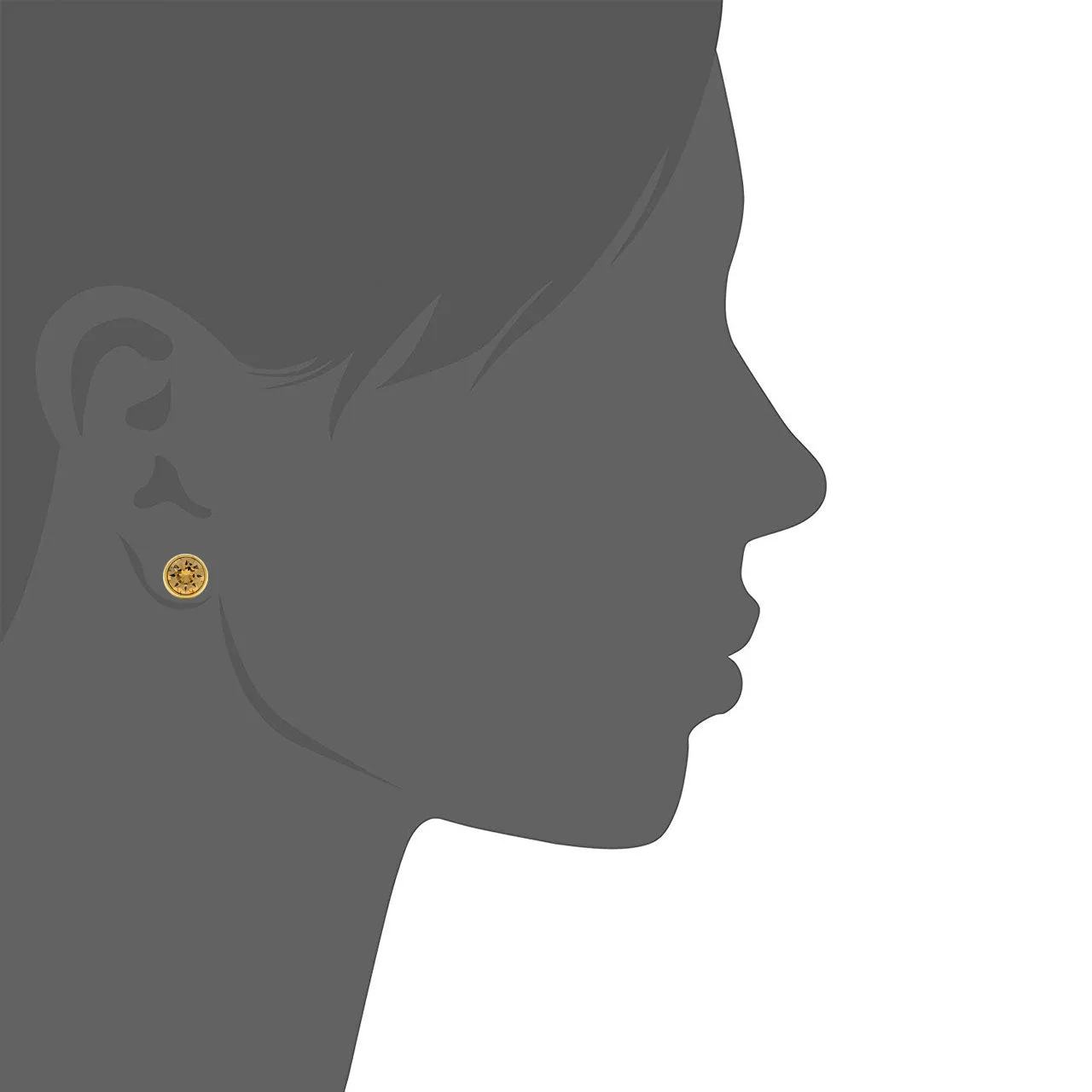 Harley Stud Earrings with Yellow Brown Light Topaz Round Crystals from Swarovski Gold Plated