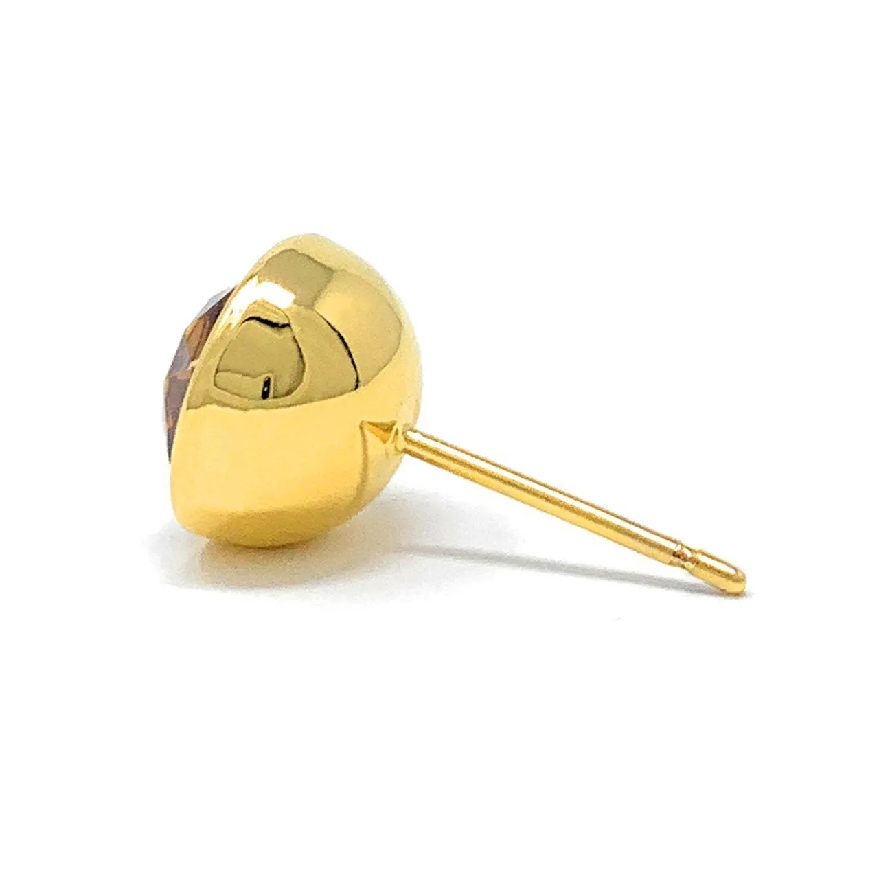Harley Stud Earrings with Yellow Brown Light Topaz Round Crystals from Swarovski Gold Plated
