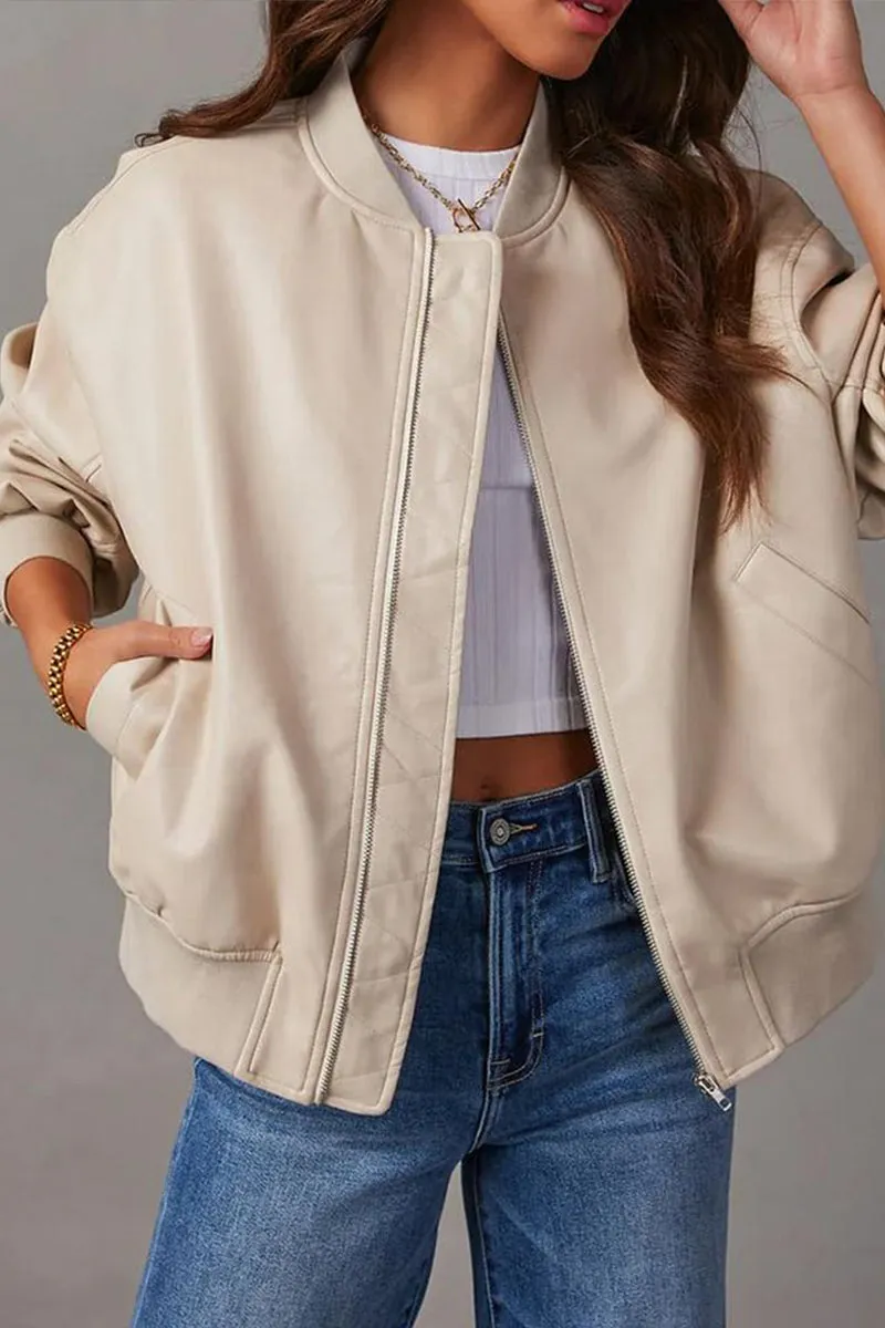 HCS1132 Bold Impact Faux Leather Jacket Outerwear