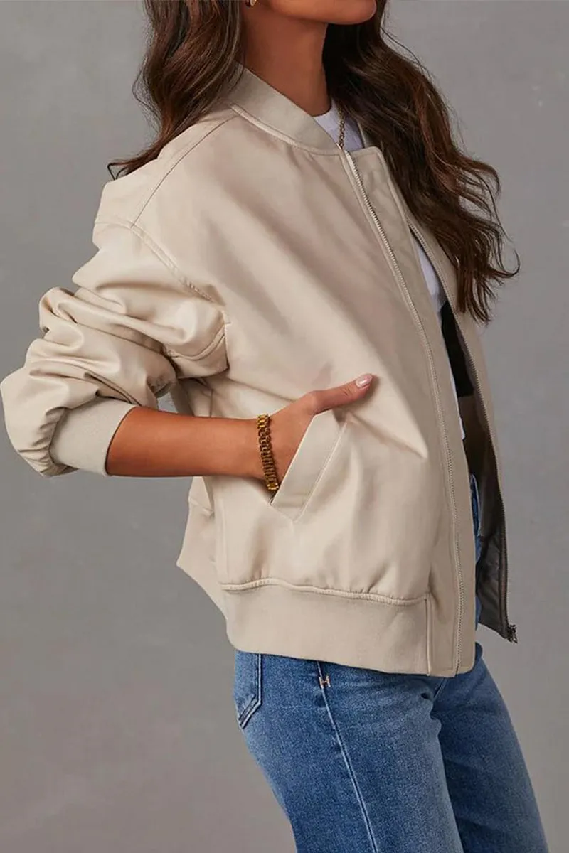 HCS1132 Bold Impact Faux Leather Jacket Outerwear