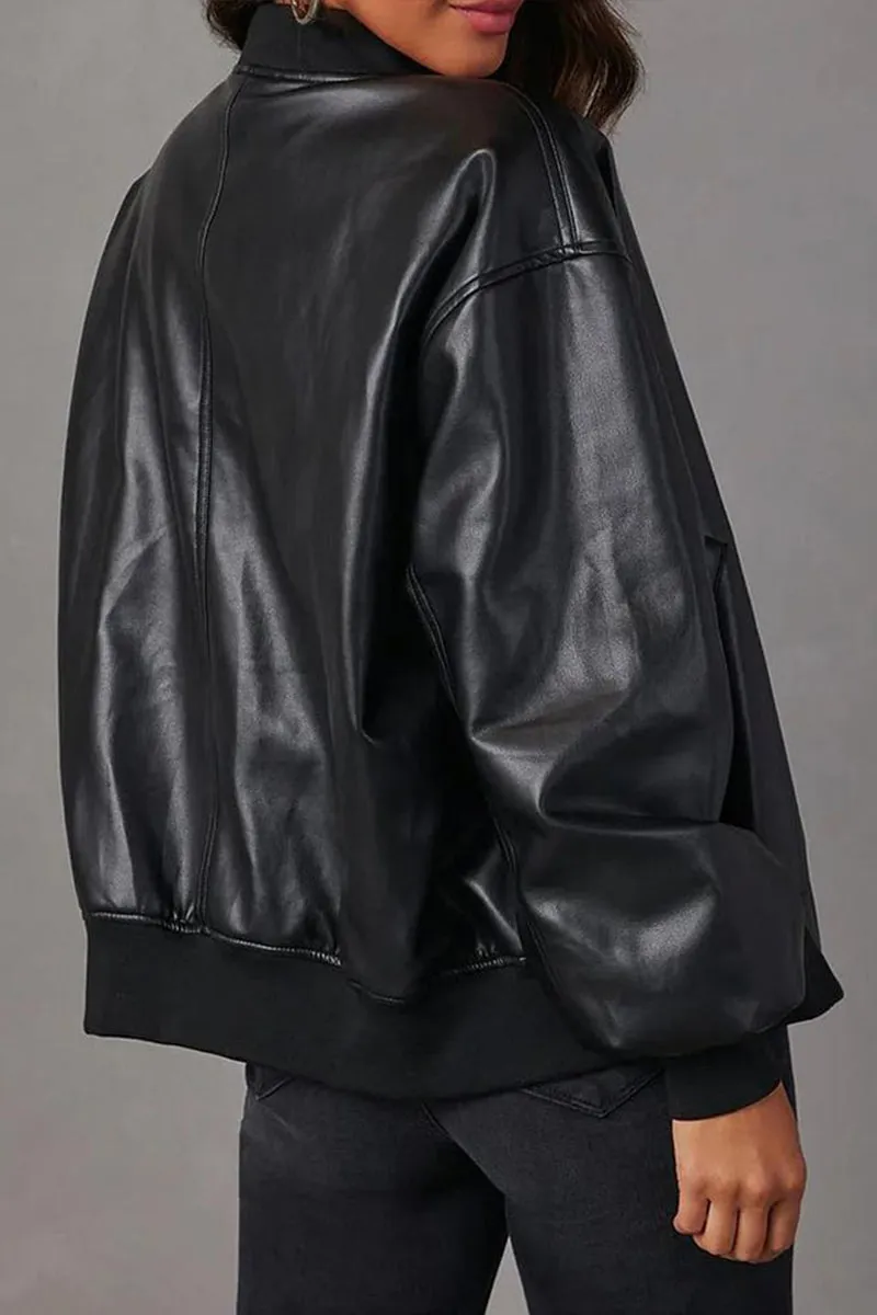 HCS1132 Bold Impact Faux Leather Jacket Outerwear
