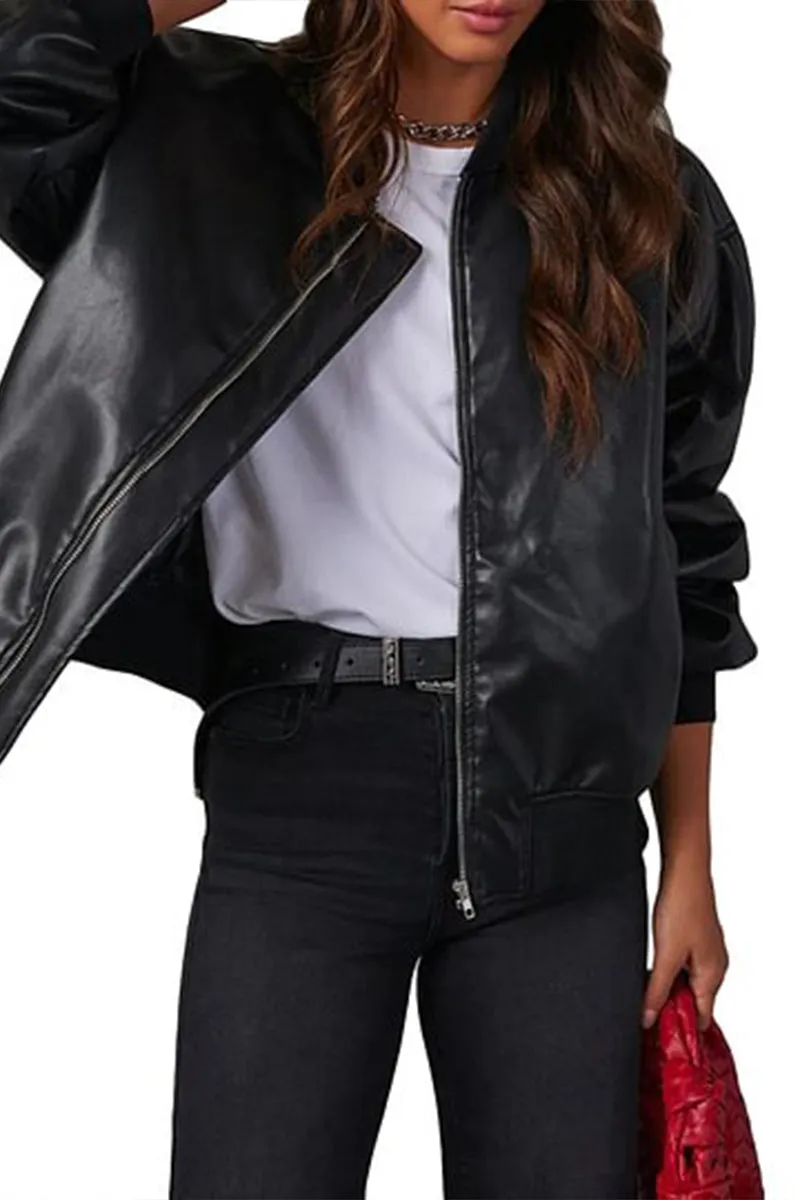 HCS1132 Bold Impact Faux Leather Jacket Outerwear