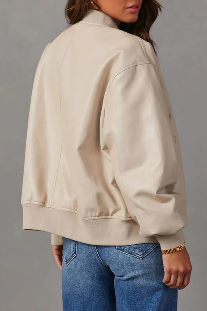 HCS1132 Bold Impact Faux Leather Jacket Outerwear