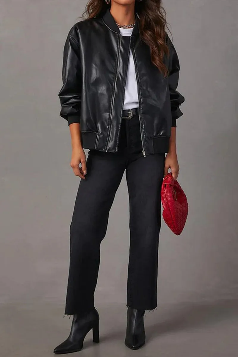 HCS1132 Bold Impact Faux Leather Jacket Outerwear