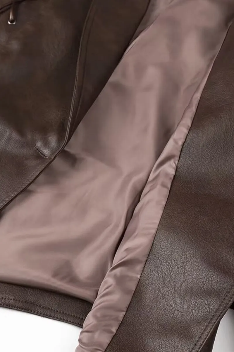 HCT1038 Laced Leather Wrap Jacket Outerwear
