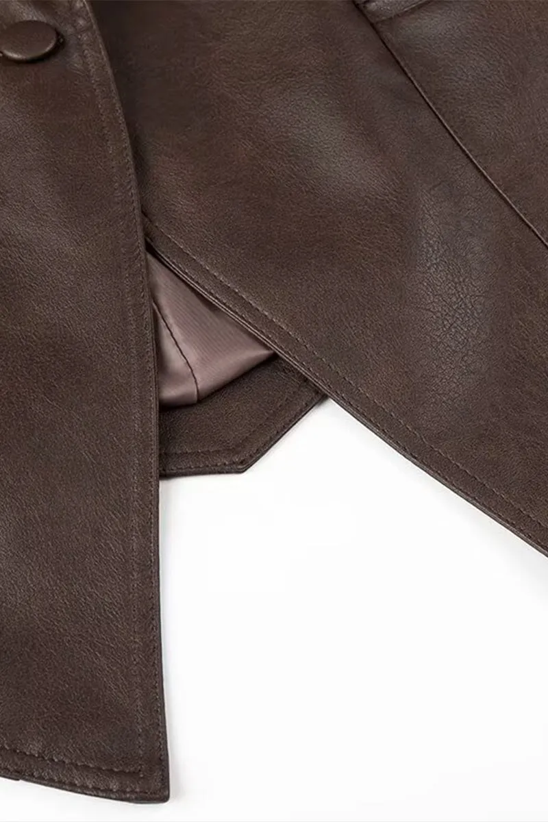 HCT1038 Laced Leather Wrap Jacket Outerwear