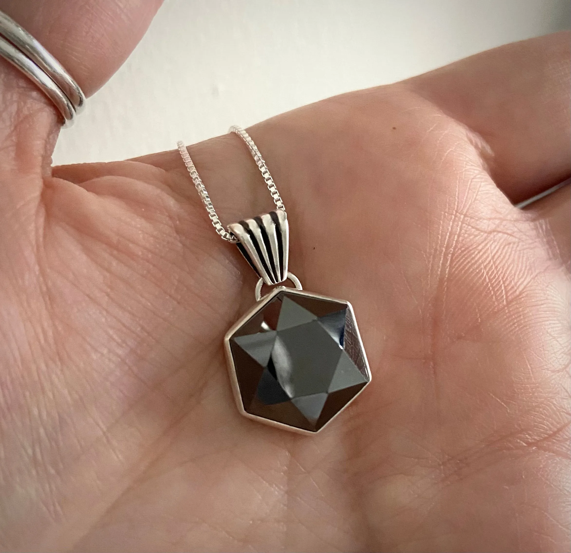 Hematite Hexagon Pendant