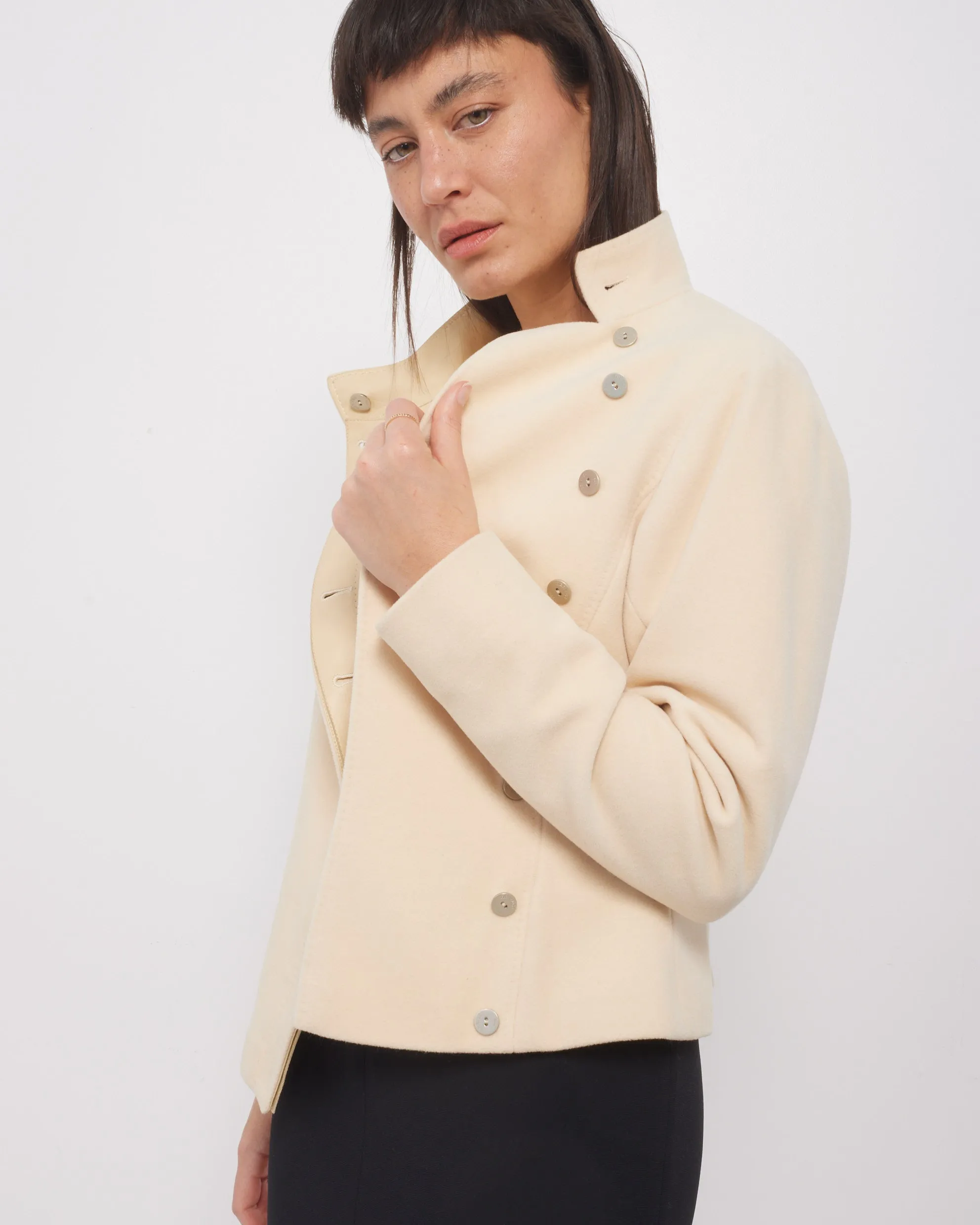 Hermès Cream Cashmere/Leather Jacket - 40