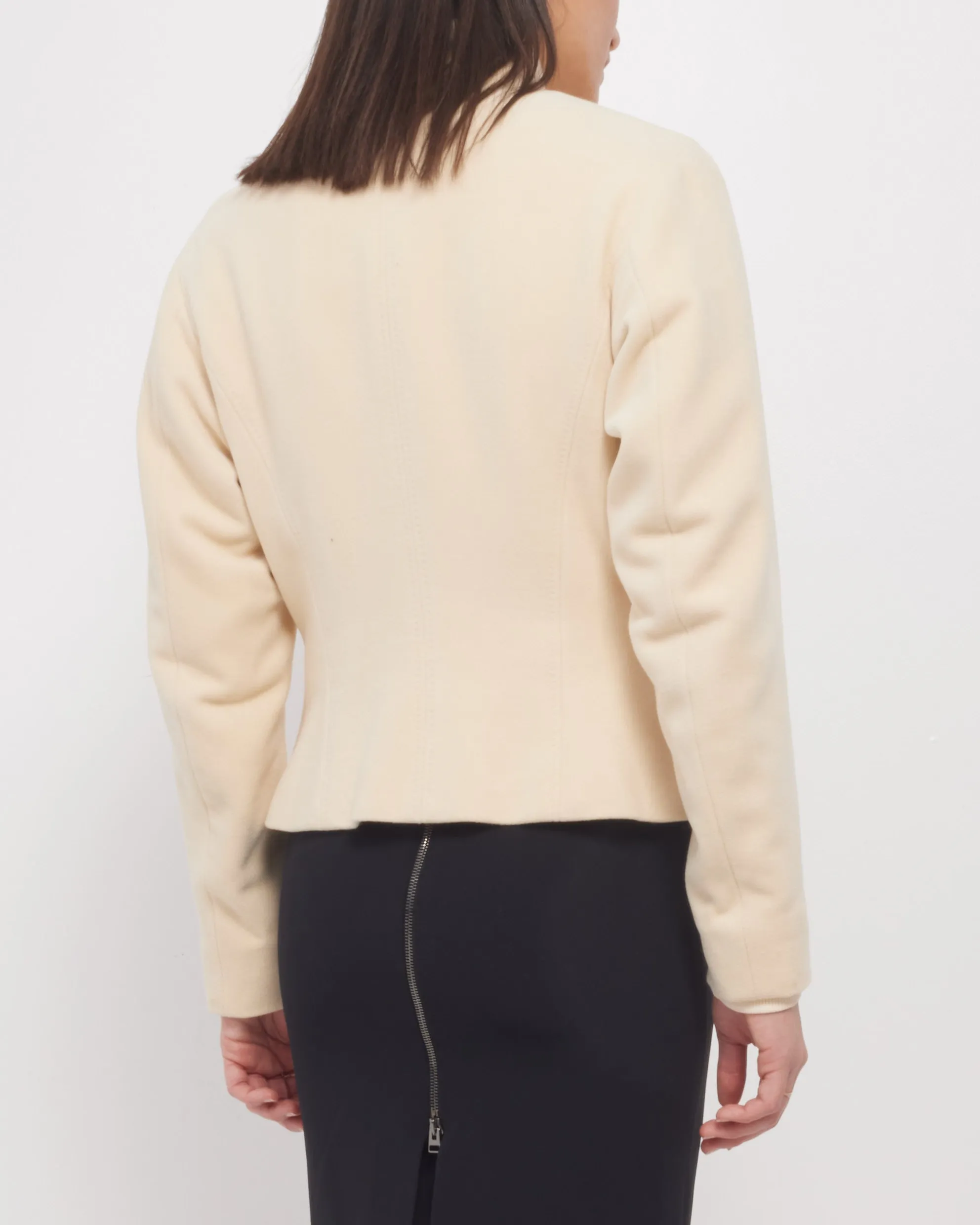 Hermès Cream Cashmere/Leather Jacket - 40
