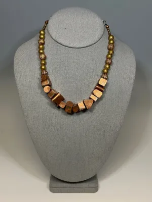 HIGH HILL AFRICAN COPPER WITH TORCHED COPPER AND BRASS STATEMENT NECKLACE LCN633