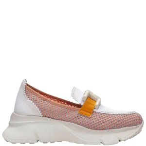 Hispanitas Orange & White Leather Slip On Shoes