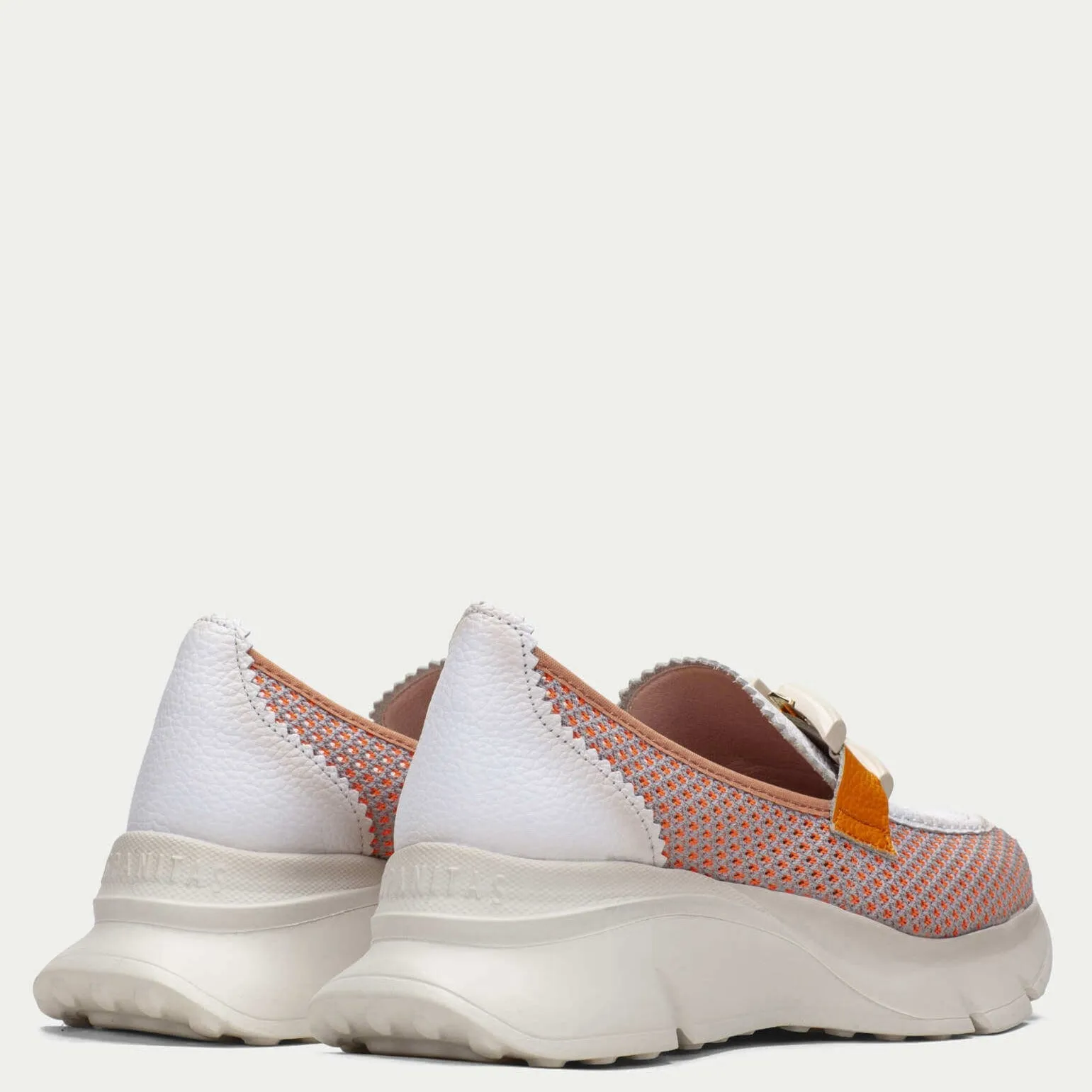 Hispanitas Orange & White Leather Slip On Shoes