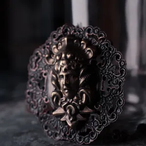 Huge Medusa And Antique Red Glass Statement Amulet Necklace