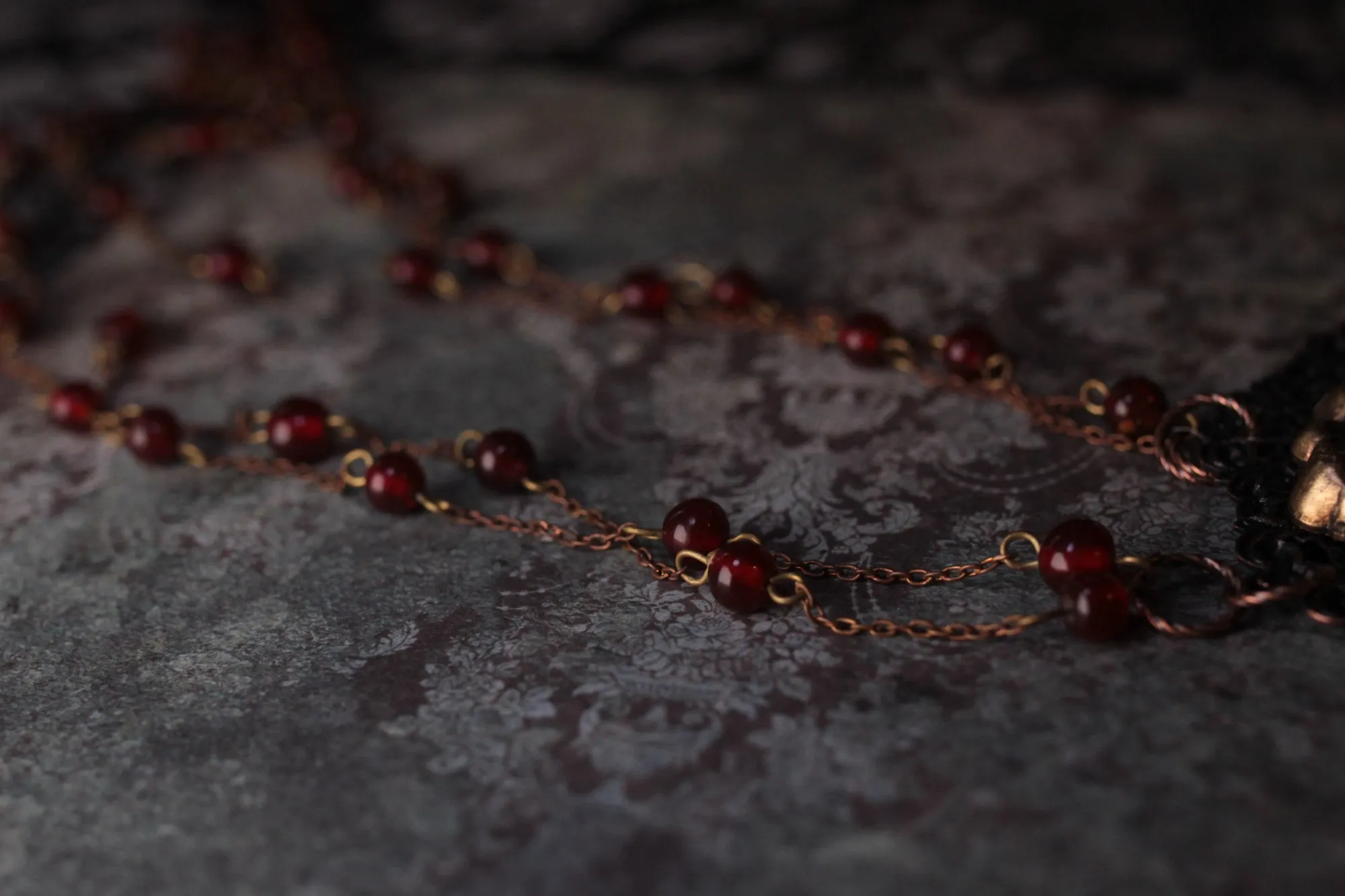 Huge Medusa And Antique Red Glass Statement Amulet Necklace
