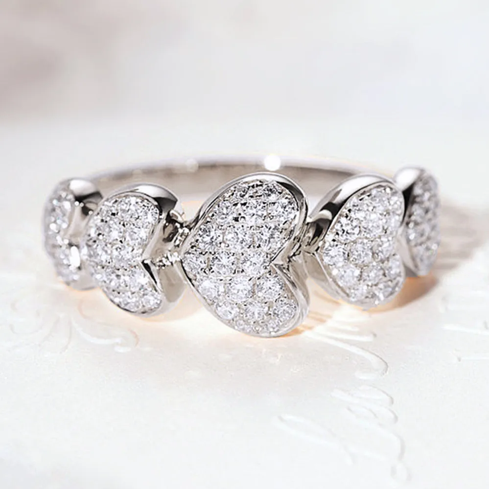 HX Diamond Love Hearts Ring