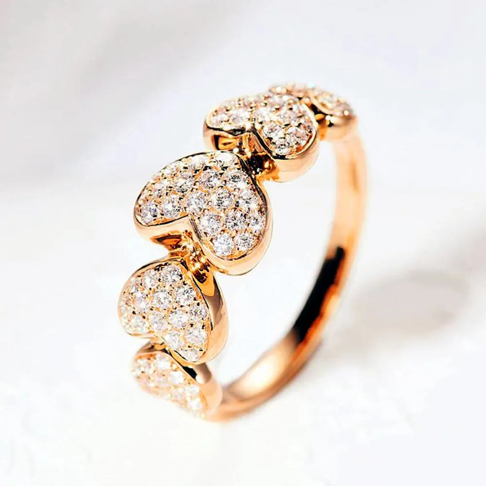 HX Diamond Love Hearts Ring