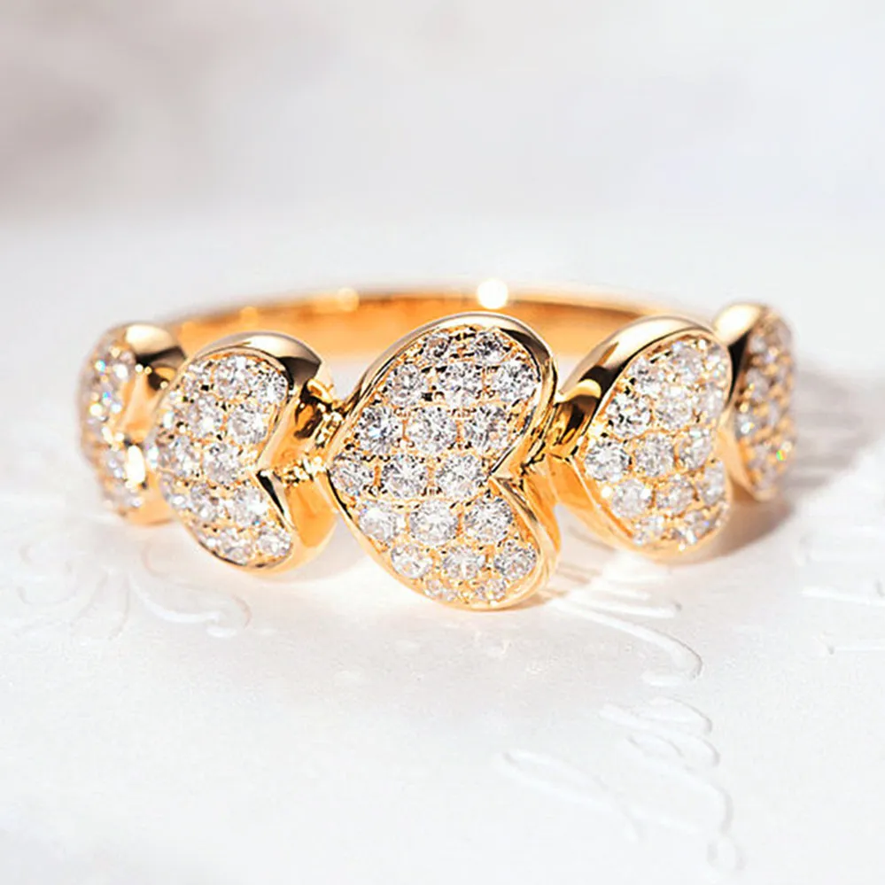 HX Diamond Love Hearts Ring