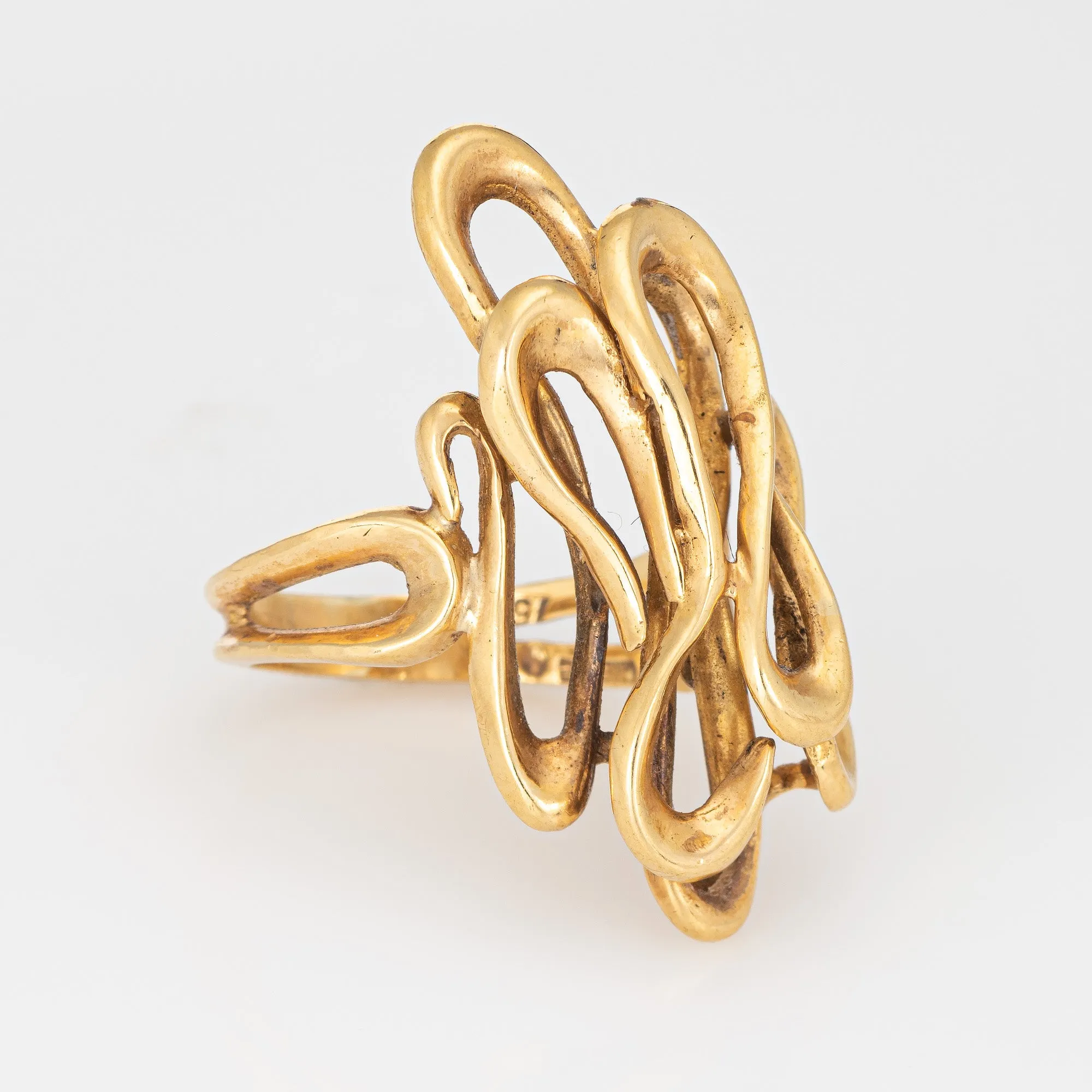 Ilias Lalaounis Ripples Ring Vintage 18k Yellow Gold Sz 6.75 Signed Fine Jewelry