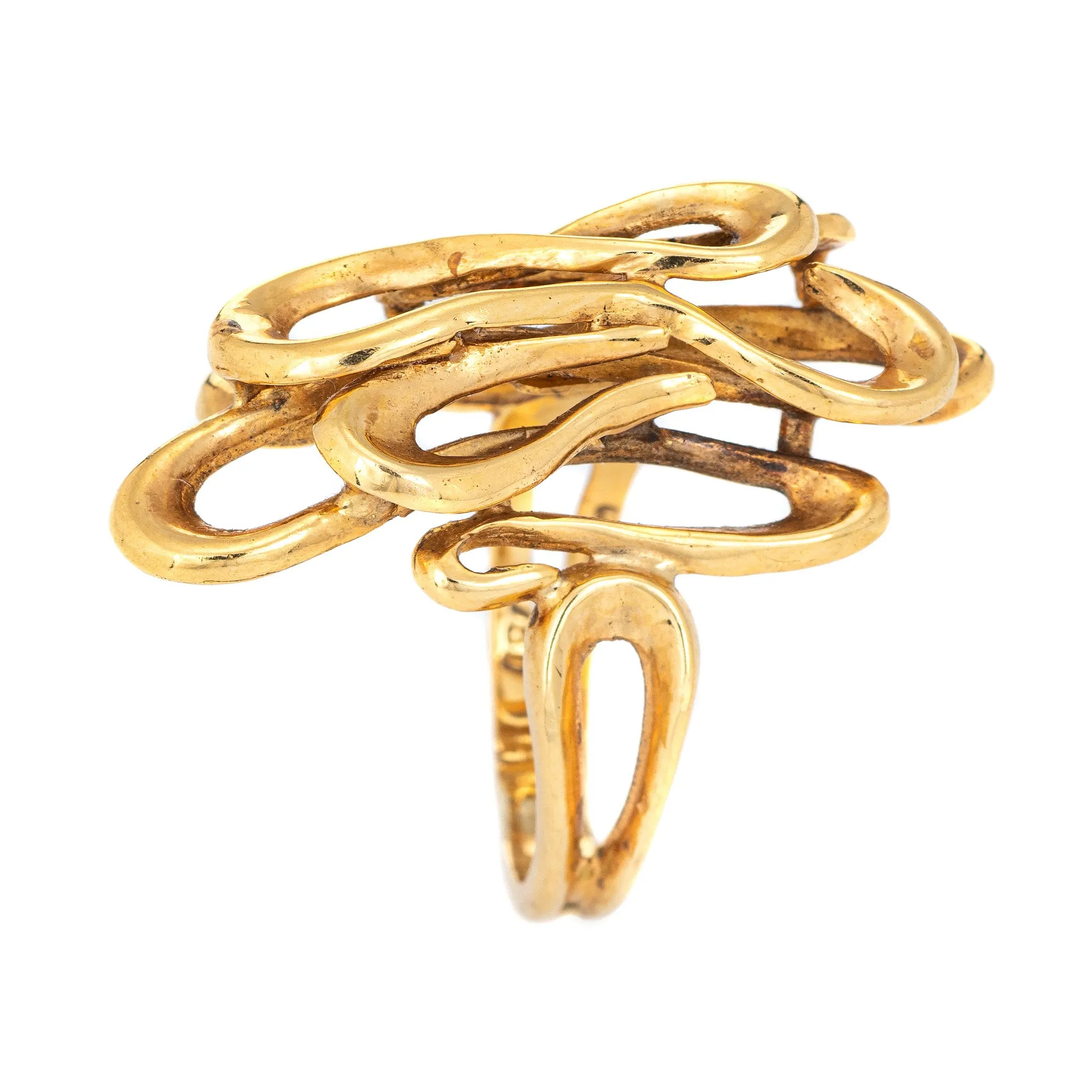 Ilias Lalaounis Ripples Ring Vintage 18k Yellow Gold Sz 6.75 Signed Fine Jewelry