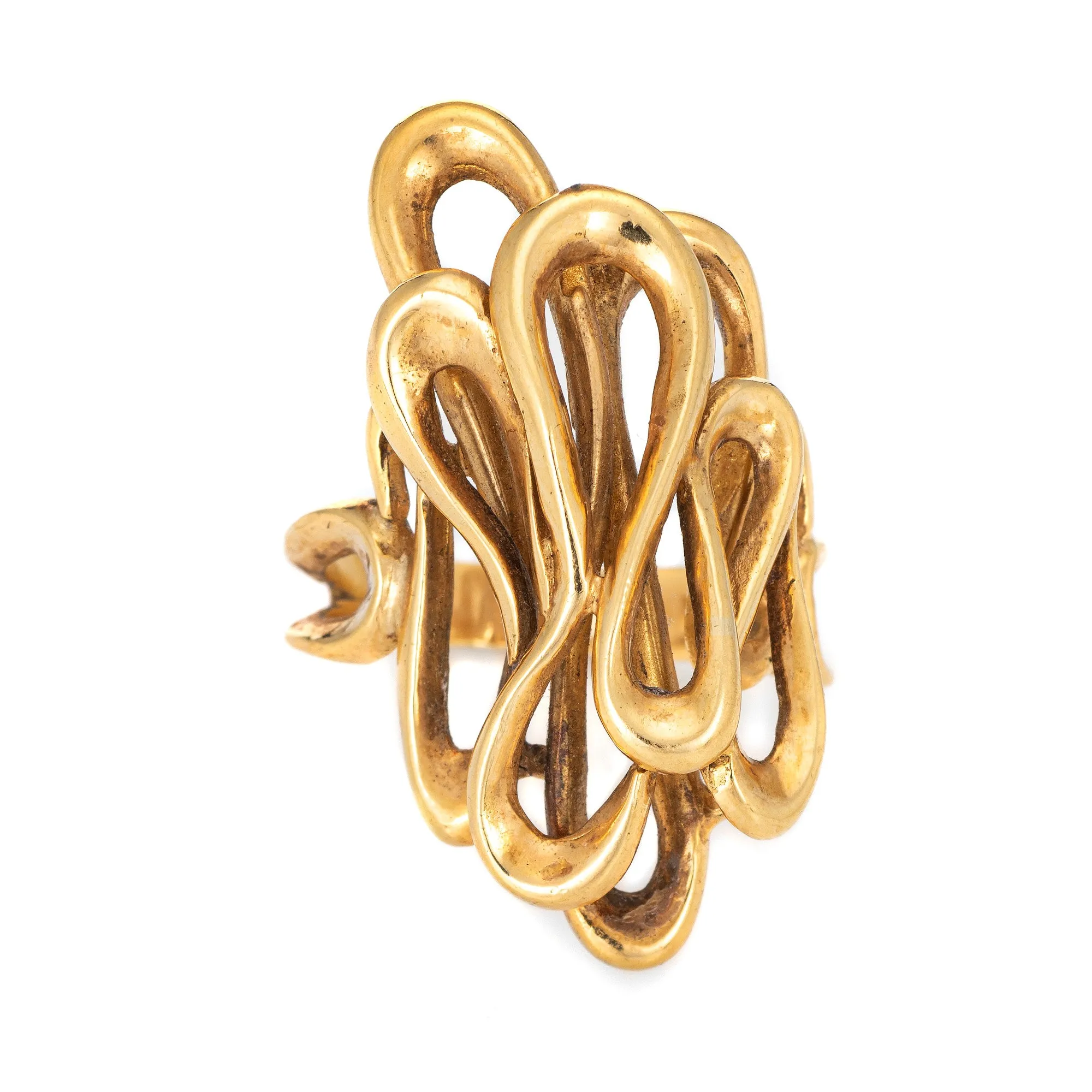 Ilias Lalaounis Ripples Ring Vintage 18k Yellow Gold Sz 6.75 Signed Fine Jewelry