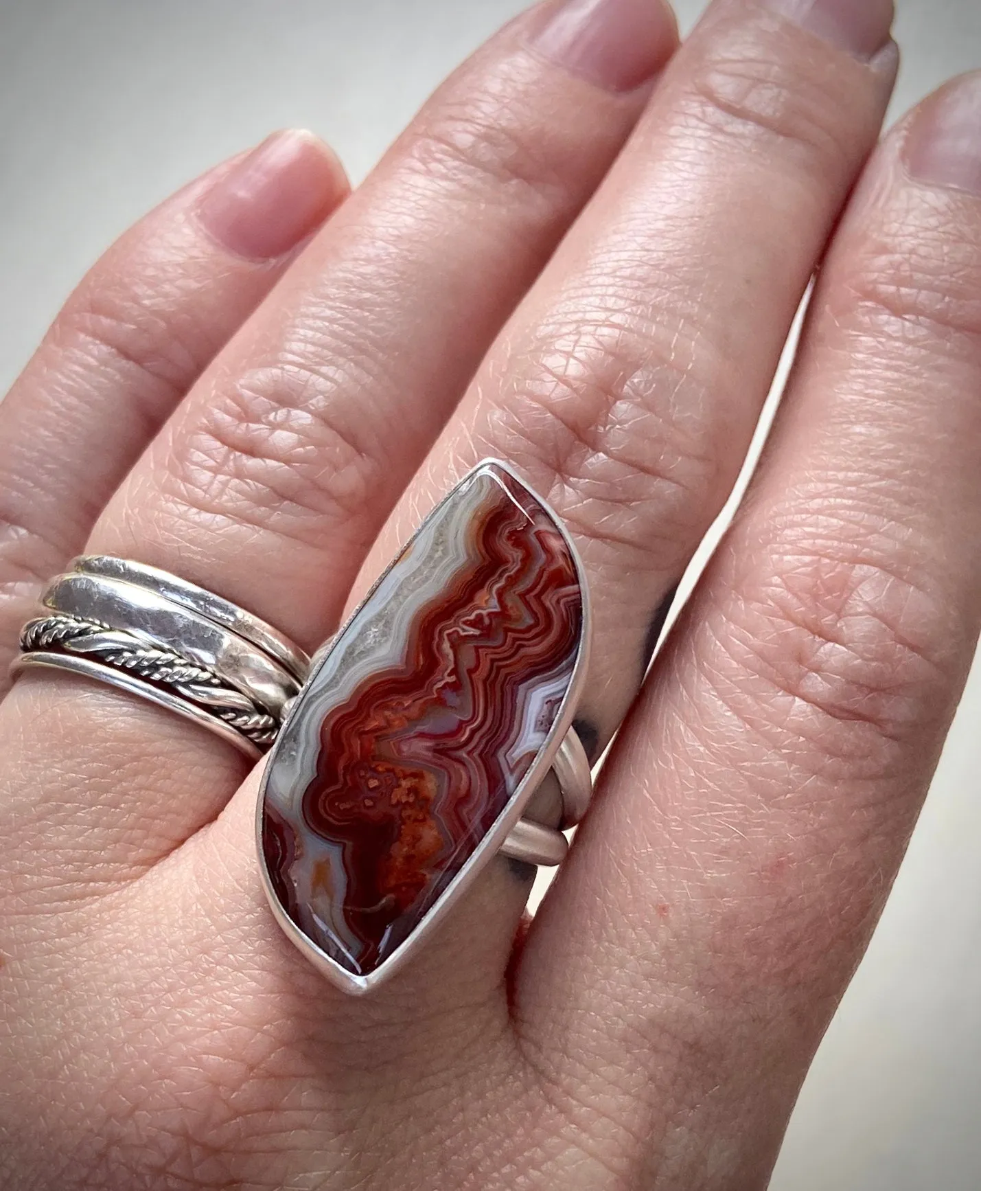 •Inferno• Crazy Lace Agate Ring