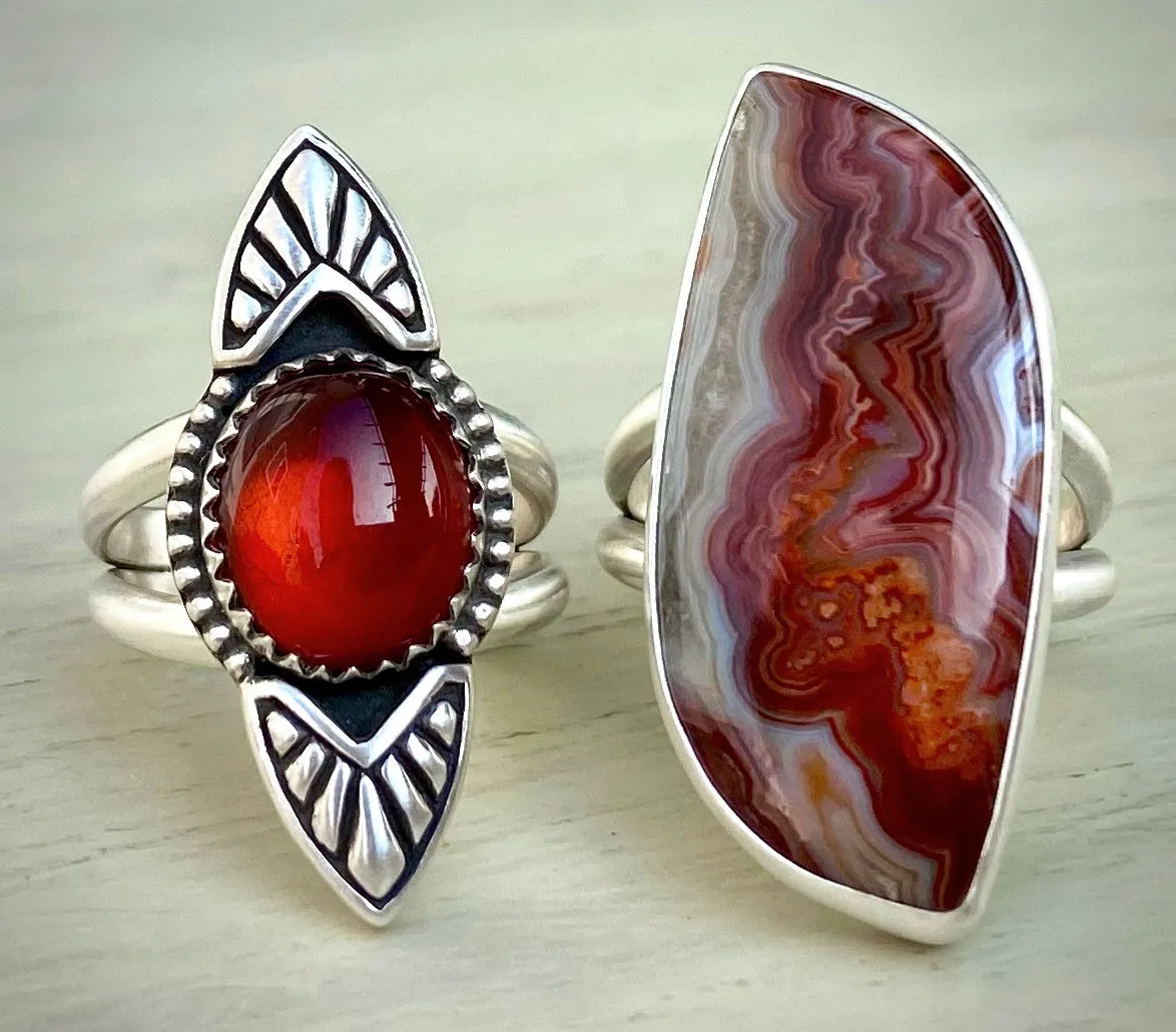 •Inferno• Crazy Lace Agate Ring