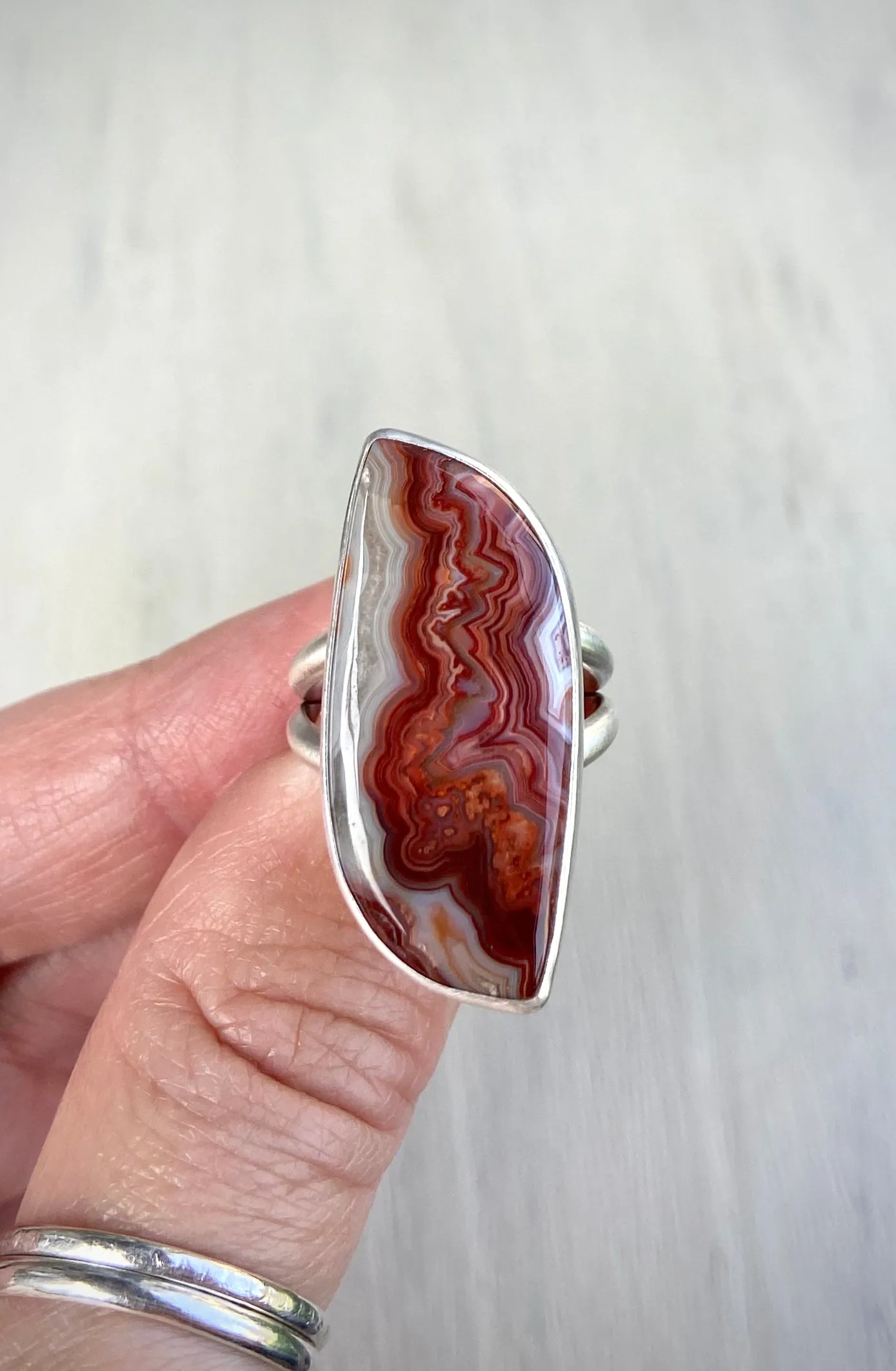 •Inferno• Crazy Lace Agate Ring