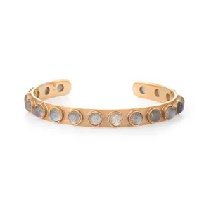 Irene Neuwirth Labradorite Bracelet Cuff Estate 18k Yellow Gold Fine Jewelry