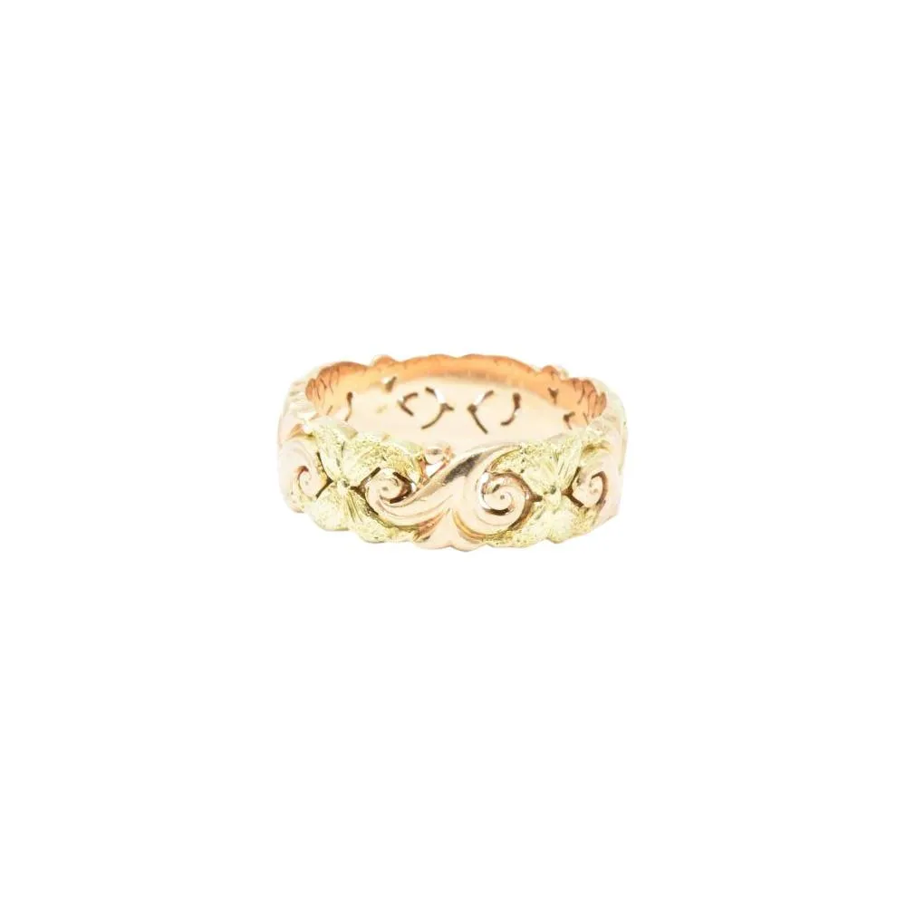JABEL 14K Yellow & Rose Gold Eternity Wedding Band Stackable Ring