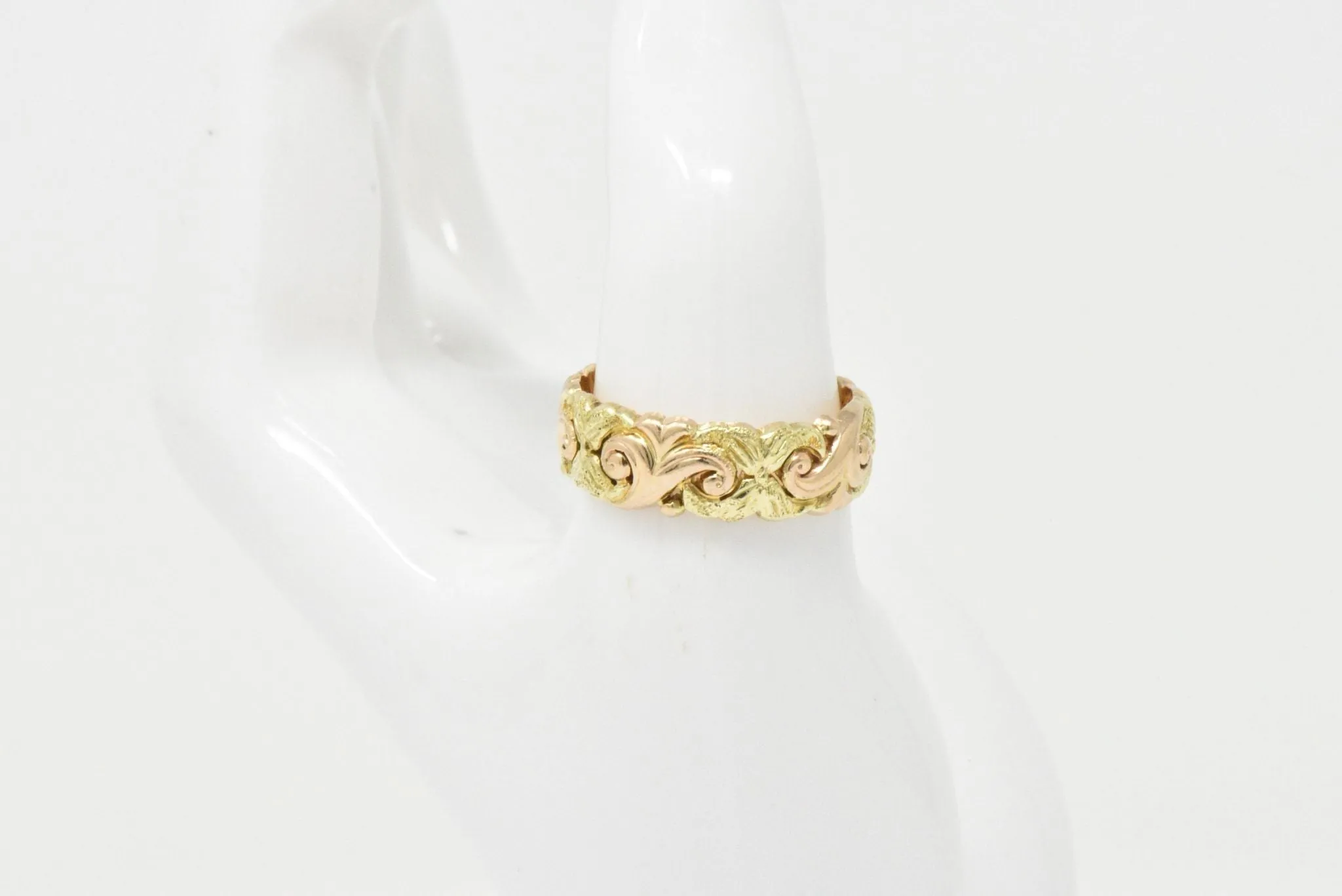 JABEL 14K Yellow & Rose Gold Eternity Wedding Band Stackable Ring