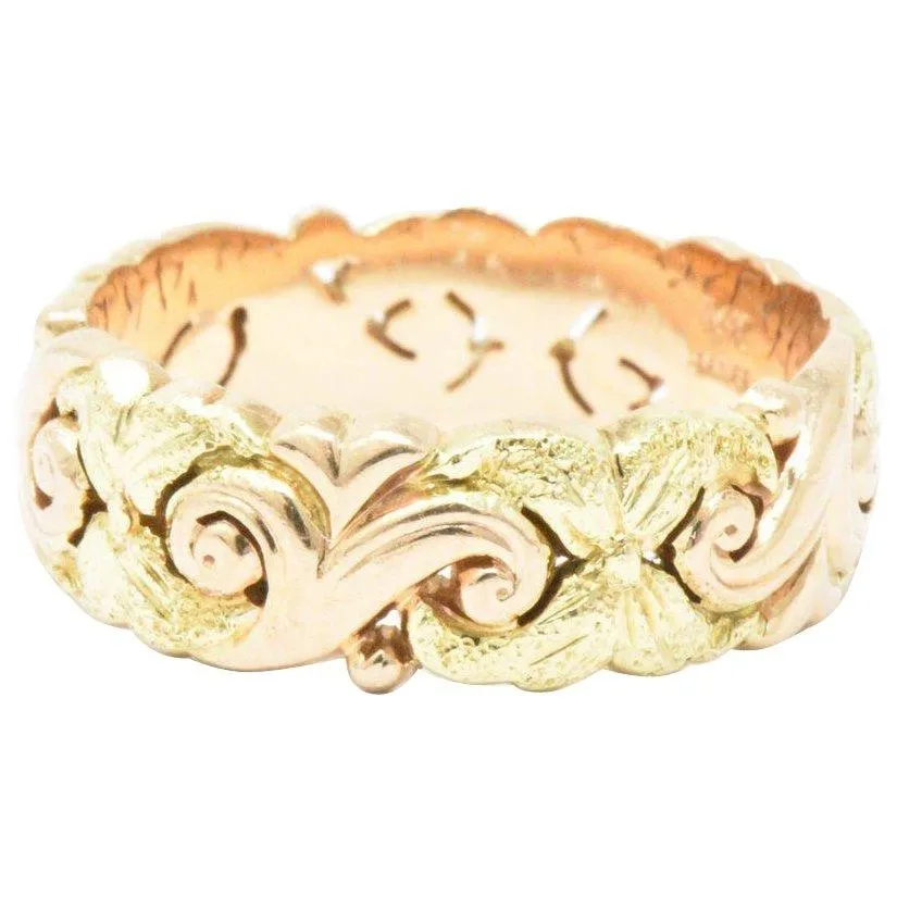 JABEL 14K Yellow & Rose Gold Eternity Wedding Band Stackable Ring