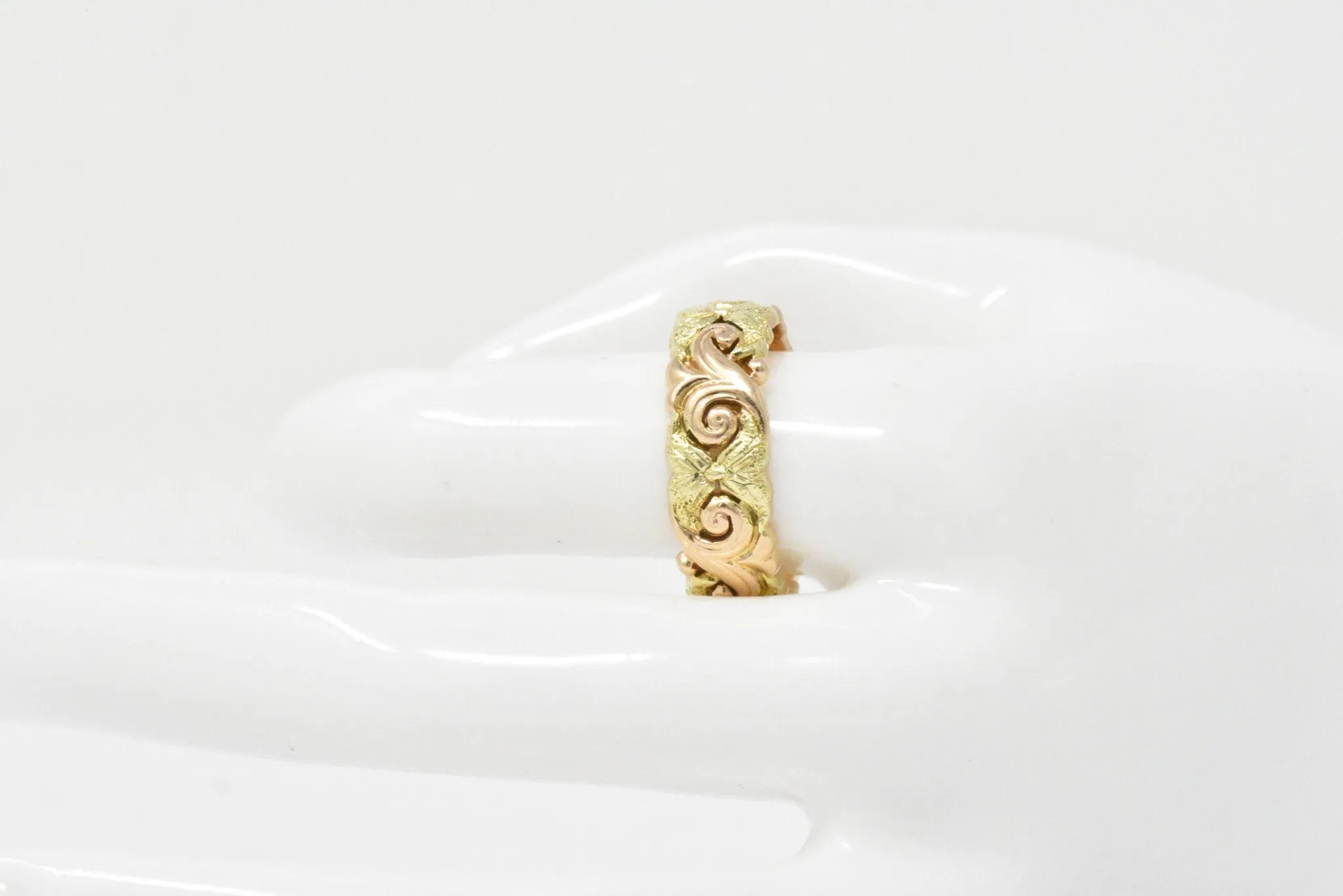 JABEL 14K Yellow & Rose Gold Eternity Wedding Band Stackable Ring