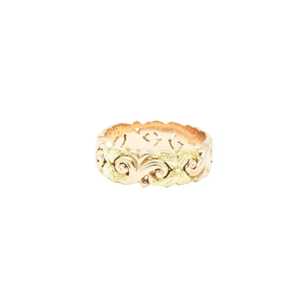 JABEL 14K Yellow & Rose Gold Eternity Wedding Band Stackable Ring