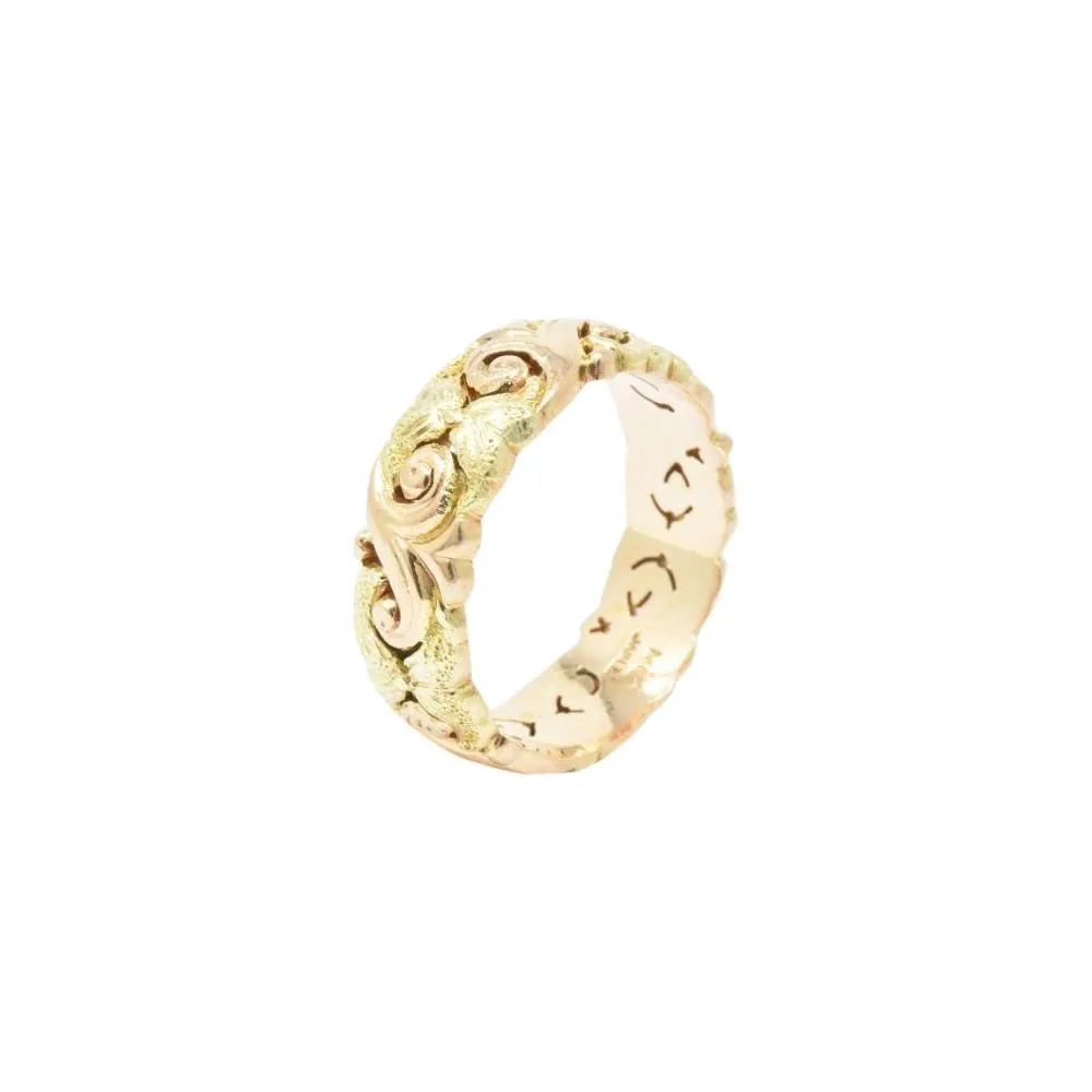 JABEL 14K Yellow & Rose Gold Eternity Wedding Band Stackable Ring