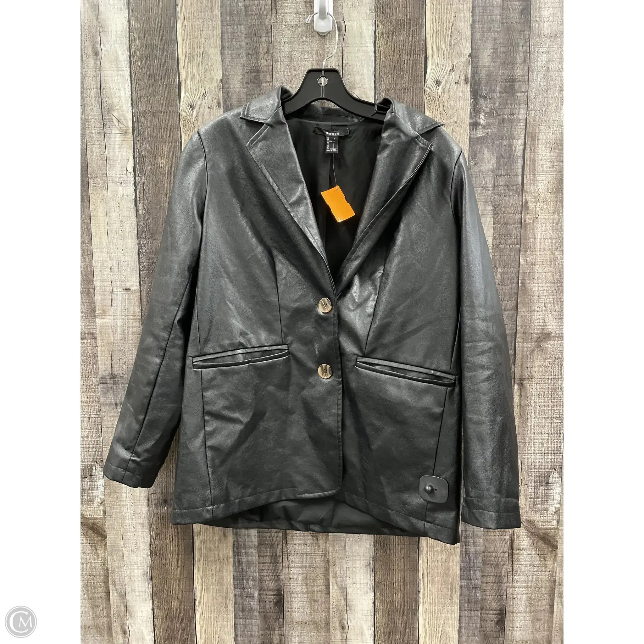 Jacket Moto Leather By Forever 21 In Black, Size: S