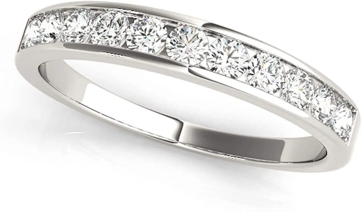 JewelMore 1/4ct TDW 14k Diamond Anniversary Band (H-I, I2-I3) White Gold, Yellow Gold & Rose Gold
