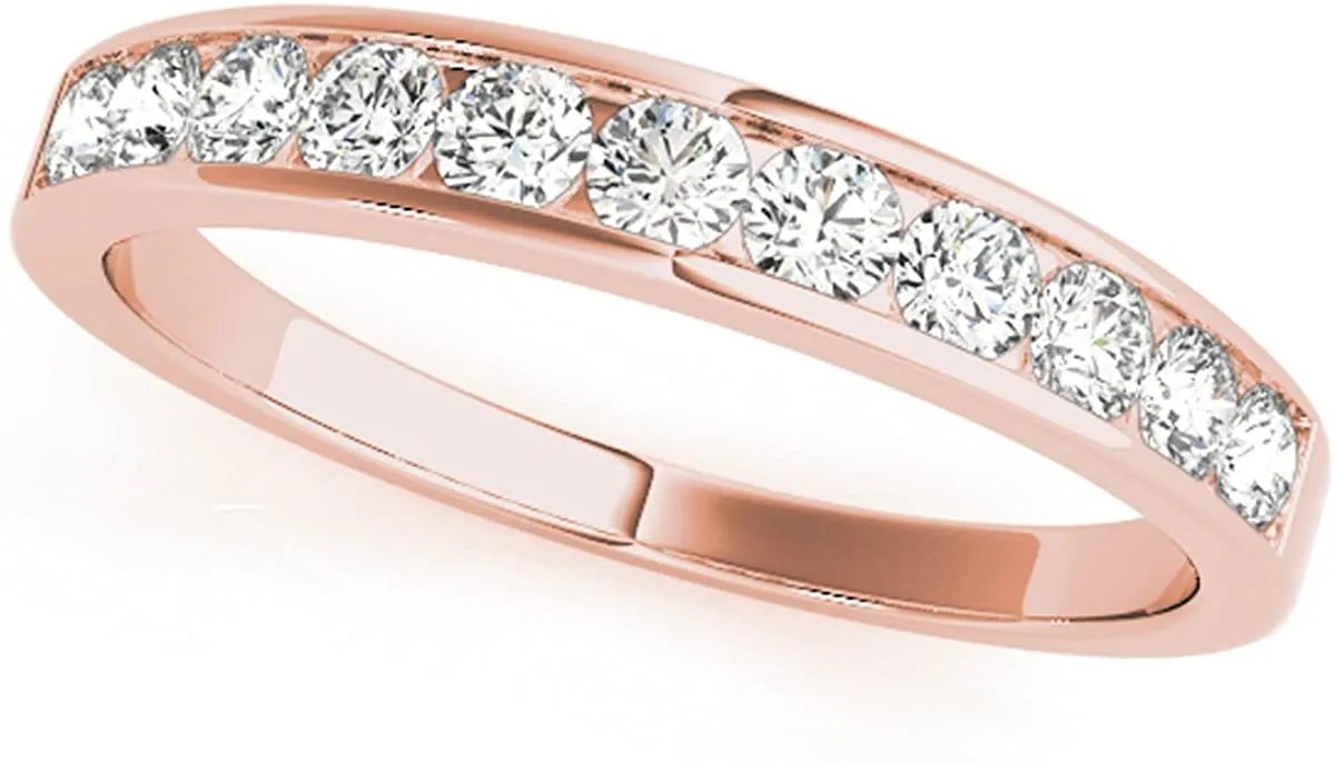 JewelMore 1/4ct TDW 14k Diamond Anniversary Band (H-I, I2-I3) White Gold, Yellow Gold & Rose Gold