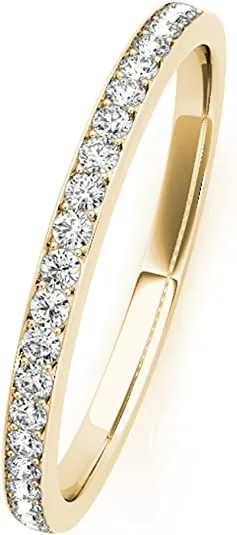 JewelMore 14k Gold Natural Round Diamond Ladies Wedding Anniversary Stackable Ring (1/4 Carat)